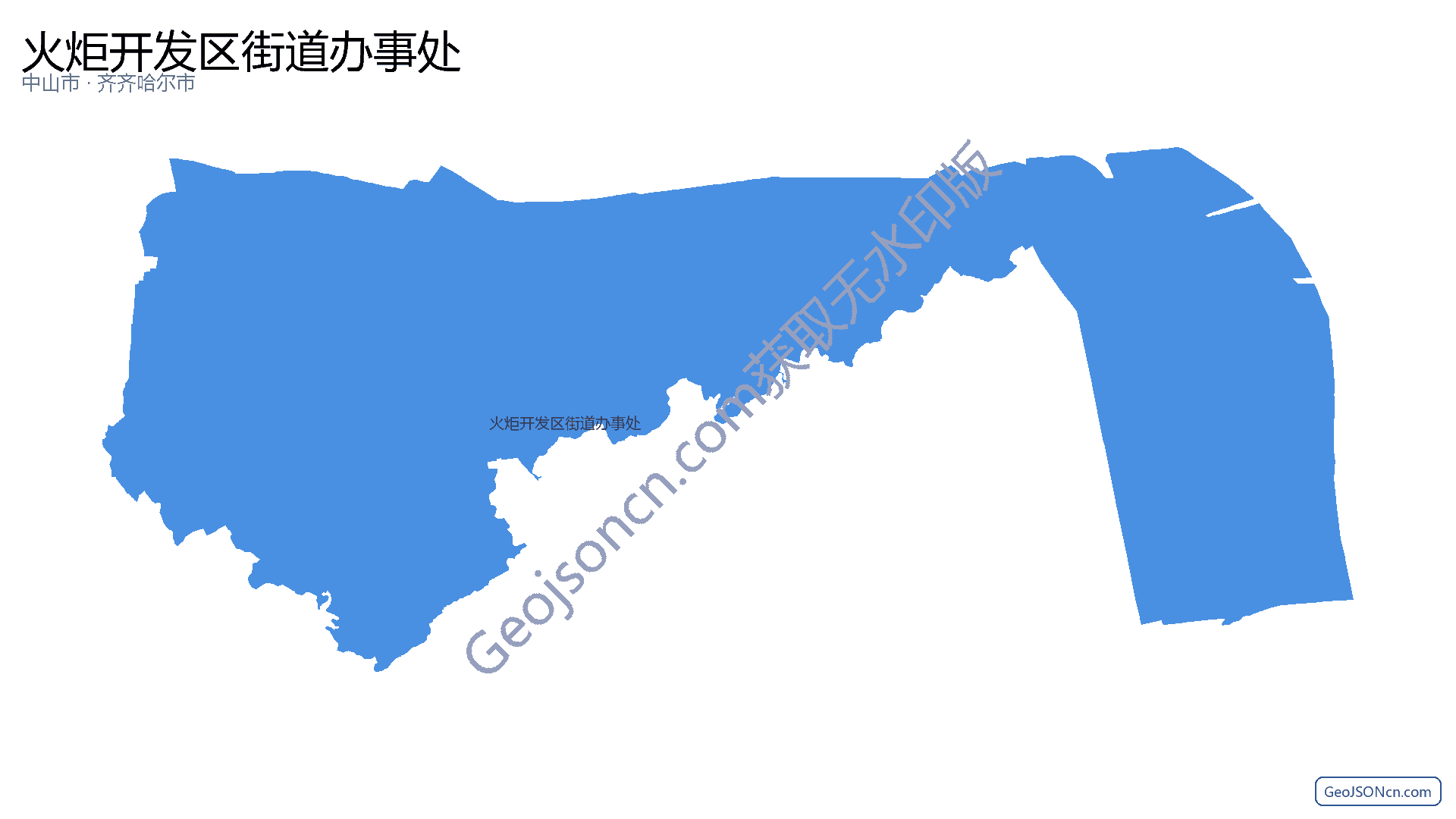 火炬开发区街道办事处行政区划边界地图（中山市·中山市）,提供GeoJSON、SHP矢量边界数据下载及高清地图大图(PNG/JPG) - GeoJSONcn.com