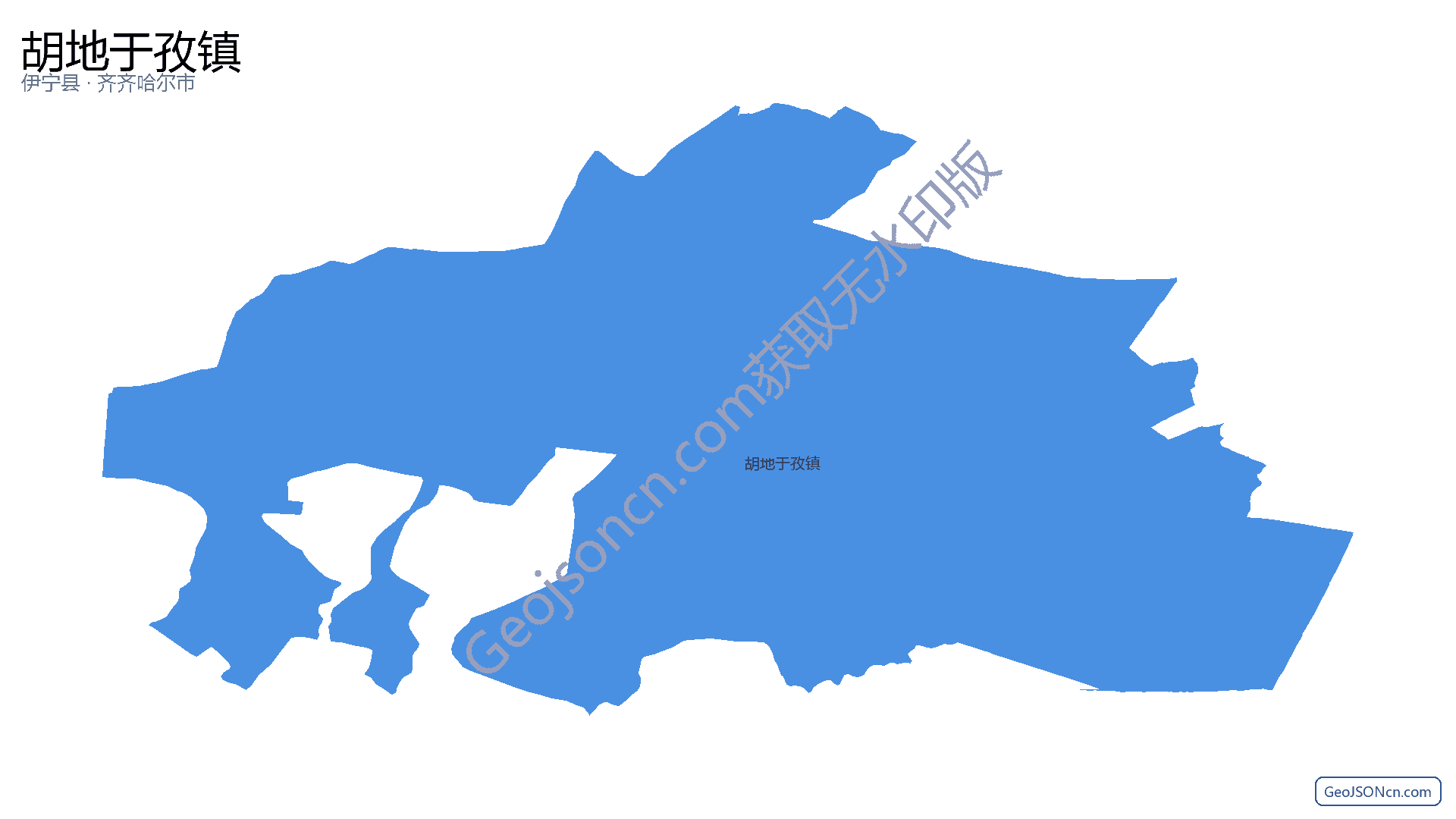 胡地于孜镇行政区划边界地图（伊宁县·伊犁哈萨克自治州）,提供GeoJSON、SHP矢量边界数据下载及高清地图大图(PNG/JPG) - GeoJSONcn.com