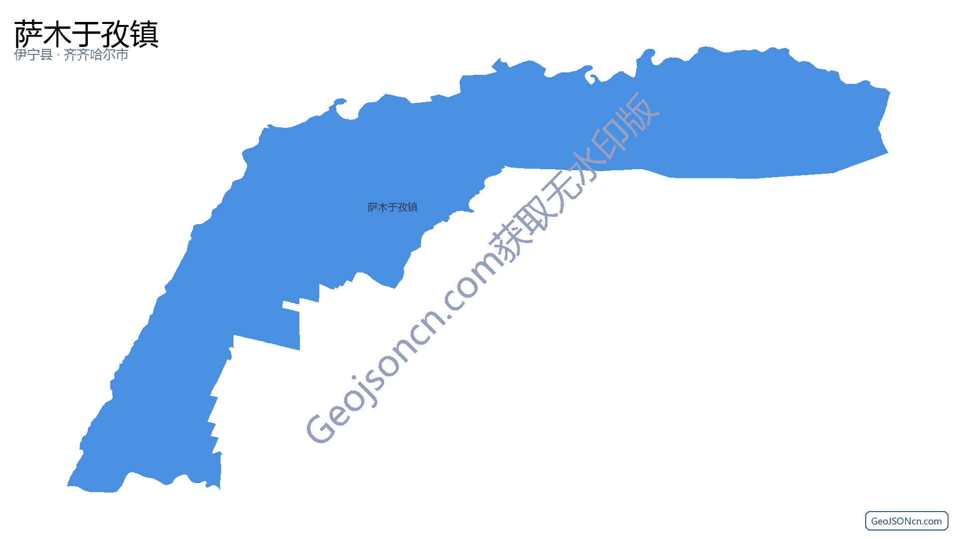 萨木于孜镇行政区划边界地图（伊宁县·伊犁哈萨克自治州）,提供GeoJSON、SHP矢量边界数据下载及高清地图大图(PNG/JPG) - GeoJSONcn.com