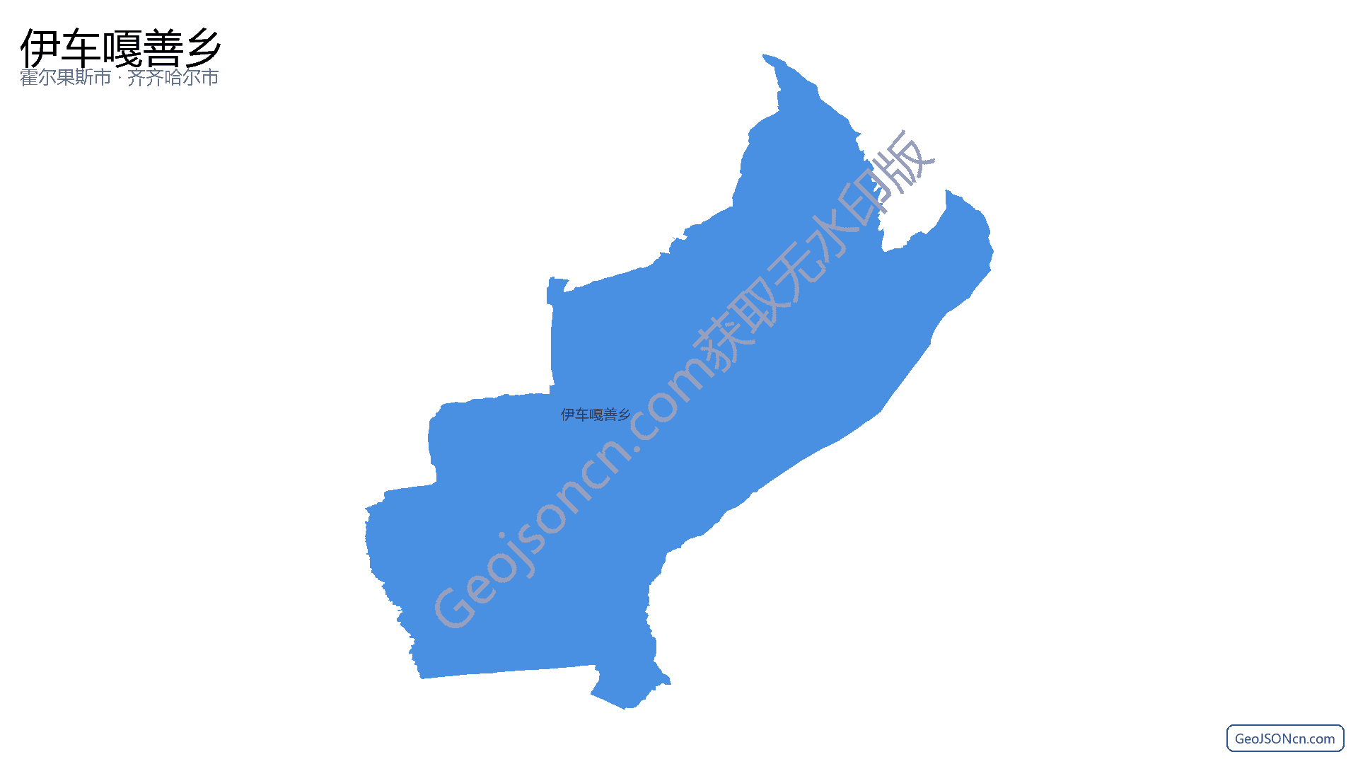 伊车嘎善乡行政区划边界地图(霍尔果斯市·伊犁哈萨克自治州),提供GeoJSON、SHP矢量边界数据下载及高清地图大图(PNG/JPG) - GeoJSONcn.com