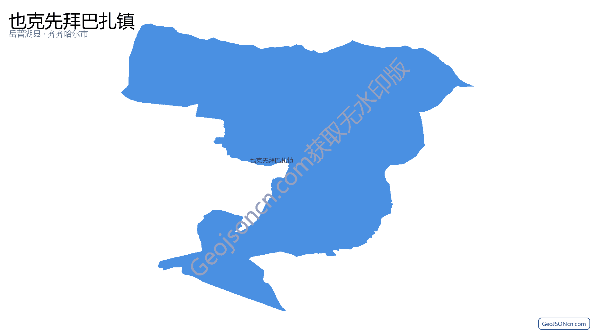 也克先拜巴扎镇行政区划边界地图（岳普湖县·喀什地区）,提供GeoJSON、SHP矢量边界数据下载及高清地图大图(PNG/JPG) - GeoJSONcn.com