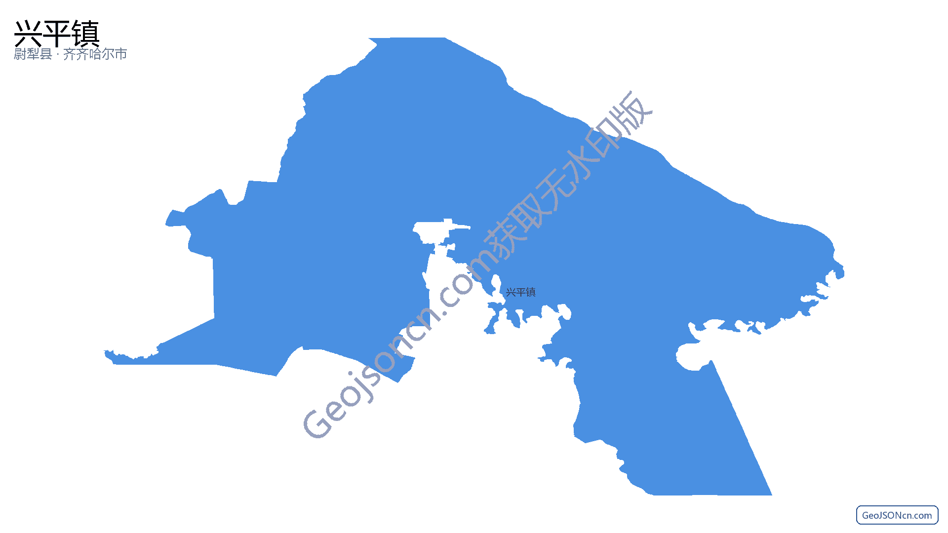 兴平镇行政区划边界地图（尉犁县·巴音郭楞蒙古自治州）,提供GeoJSON、SHP矢量边界数据下载及高清地图大图(PNG/JPG) - GeoJSONcn.com