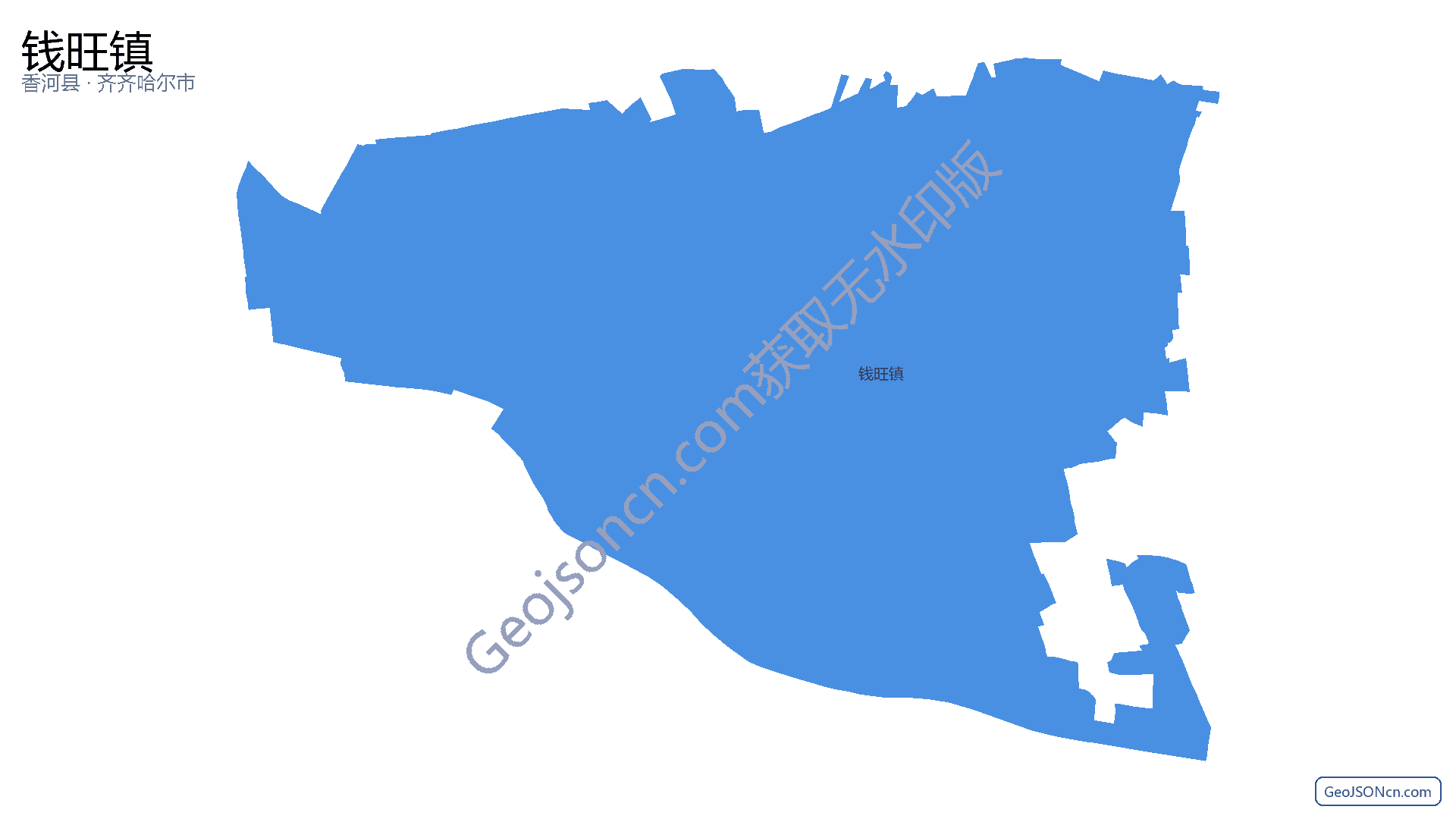 钱旺镇行政区划边界地图（香河县·廊坊市）,提供GeoJSON、SHP矢量边界数据下载及高清地图大图(PNG/JPG) - GeoJSONcn.com