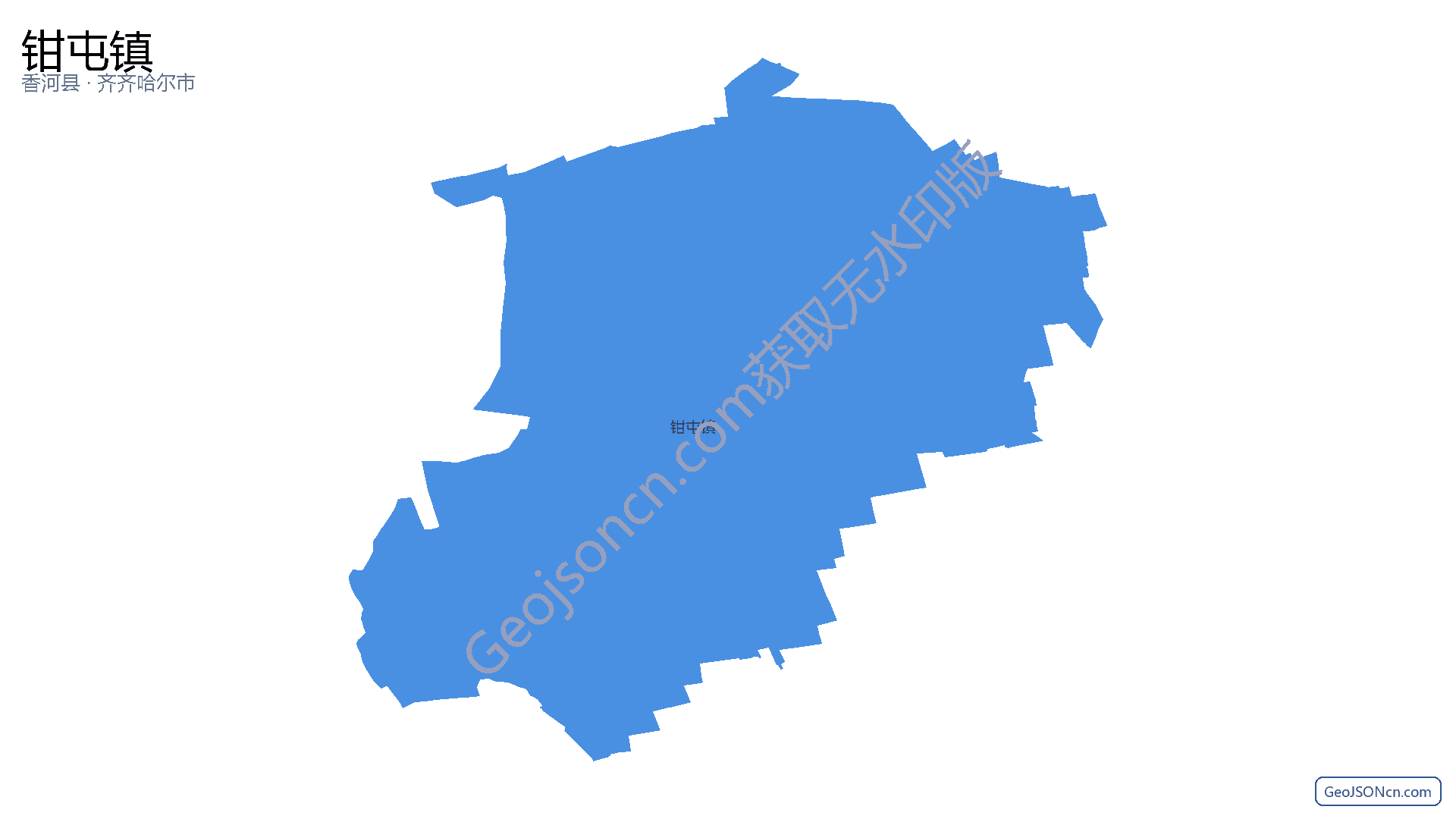 钳屯镇行政区划边界地图（香河县·廊坊市）,提供GeoJSON、SHP矢量边界数据下载及高清地图大图(PNG/JPG) - GeoJSONcn.com