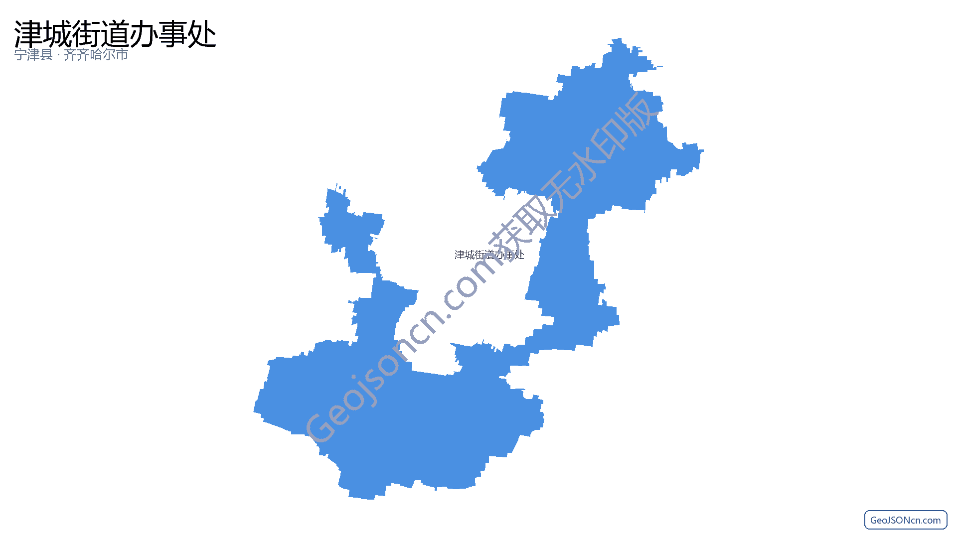 津城街道办事处行政区划边界地图（宁津县·德州市）,提供GeoJSON、SHP矢量边界数据下载及高清地图大图(PNG/JPG) - GeoJSONcn.com