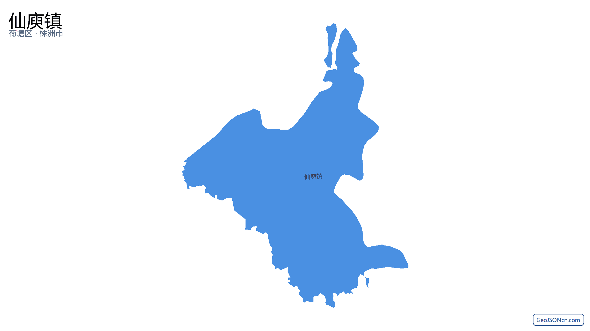 仙庾镇行政区划边界地图（荷塘区·株洲市）,提供GeoJSON、SHP矢量边界数据下载及高清地图大图(PNG/JPG) - GeoJSONcn.com