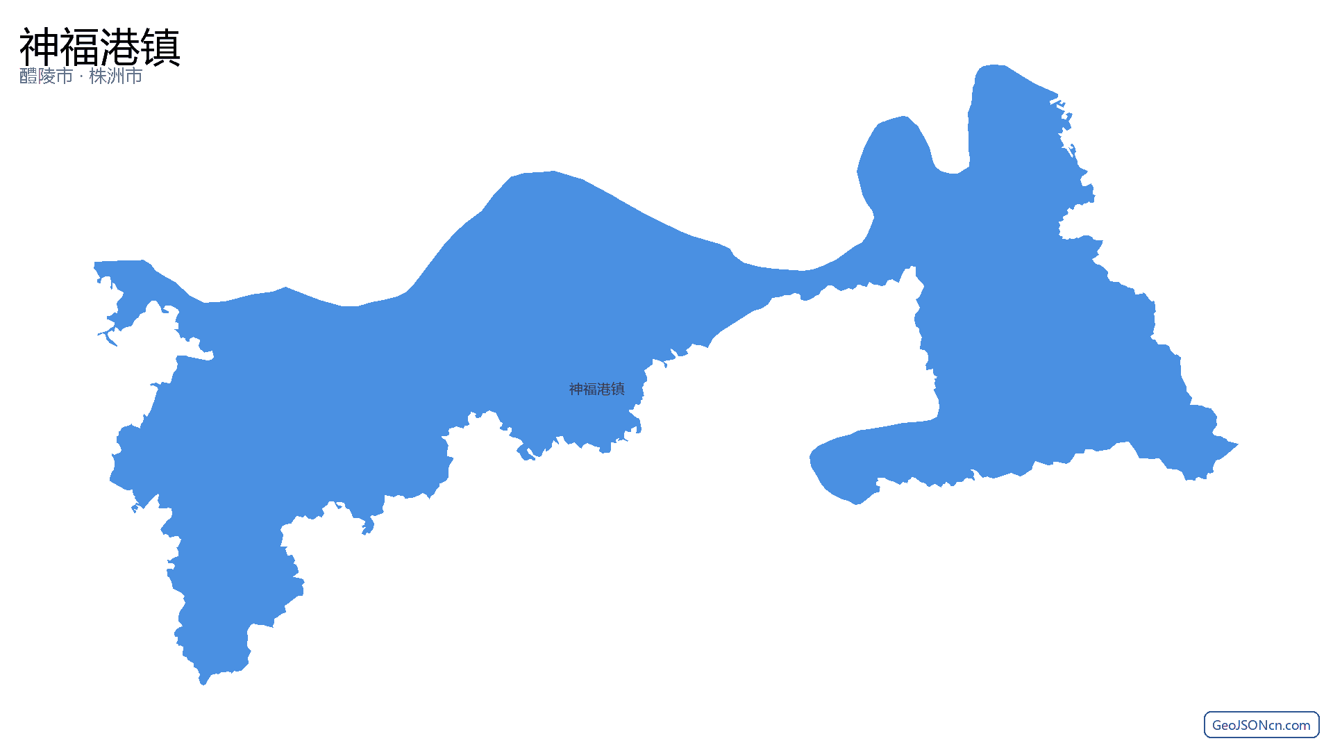 神福港镇行政区划边界地图（醴陵市·株洲市）,提供GeoJSON、SHP矢量边界数据下载及高清地图大图(PNG/JPG) - GeoJSONcn.com