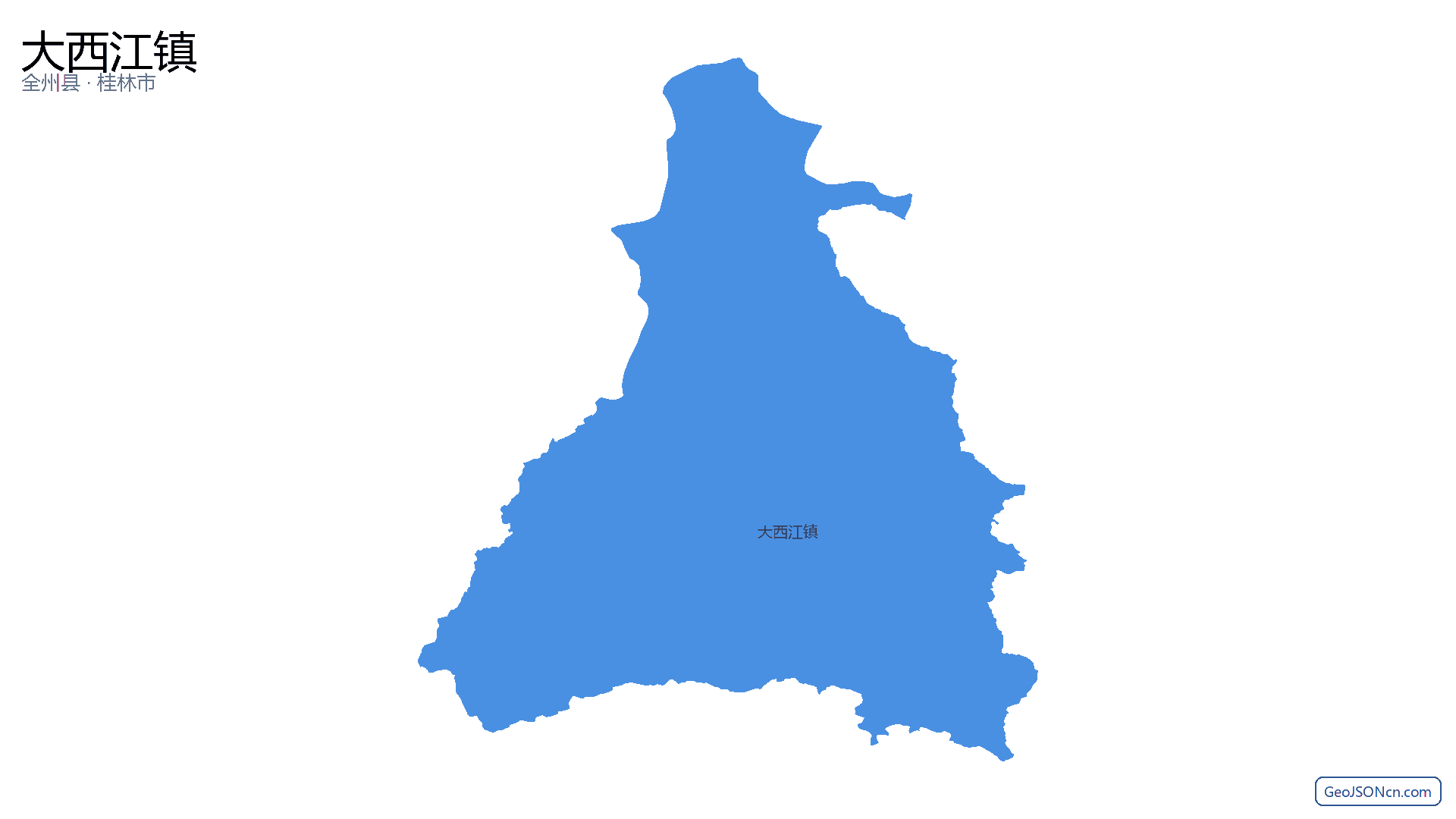 大西江镇行政区划边界地图（全州县·桂林市）,提供GeoJSON、SHP矢量边界数据下载及高清地图大图(PNG/JPG) - GeoJSONcn.com