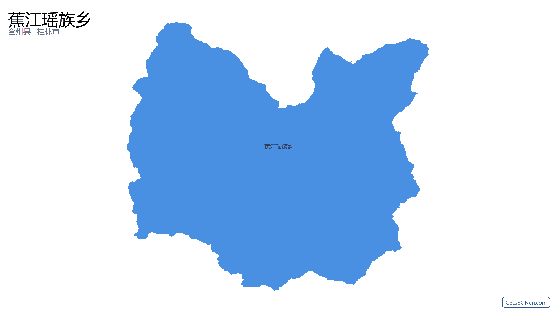 蕉江瑶族乡行政区划边界地图（全州县·桂林市）,提供GeoJSON、SHP矢量边界数据下载及高清地图大图(PNG/JPG) - GeoJSONcn.com