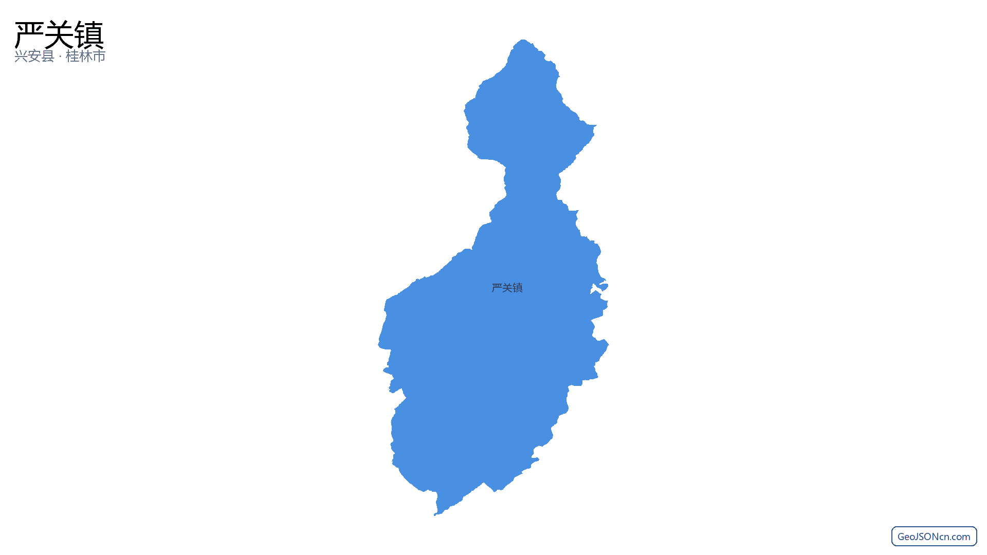 严关镇行政区划边界地图(兴安县·桂林市),提供GeoJSON、SHP矢量边界数据下载及高清地图大图(PNG/JPG) - GeoJSONcn.com