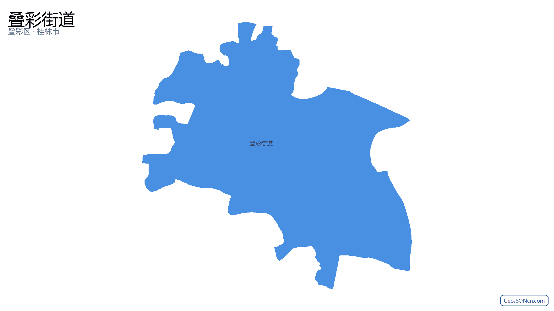 叠彩街道行政区划边界地图(叠彩区·桂林市),提供GeoJSON、SHP矢量边界数据下载及高清地图大图(PNG/JPG) - GeoJSONcn.com