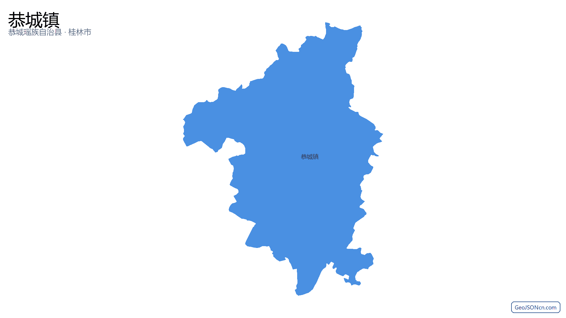 恭城镇行政区划边界地图（恭城瑶族自治县·桂林市）,提供GeoJSON、SHP矢量边界数据下载及高清地图大图(PNG/JPG) - GeoJSONcn.com