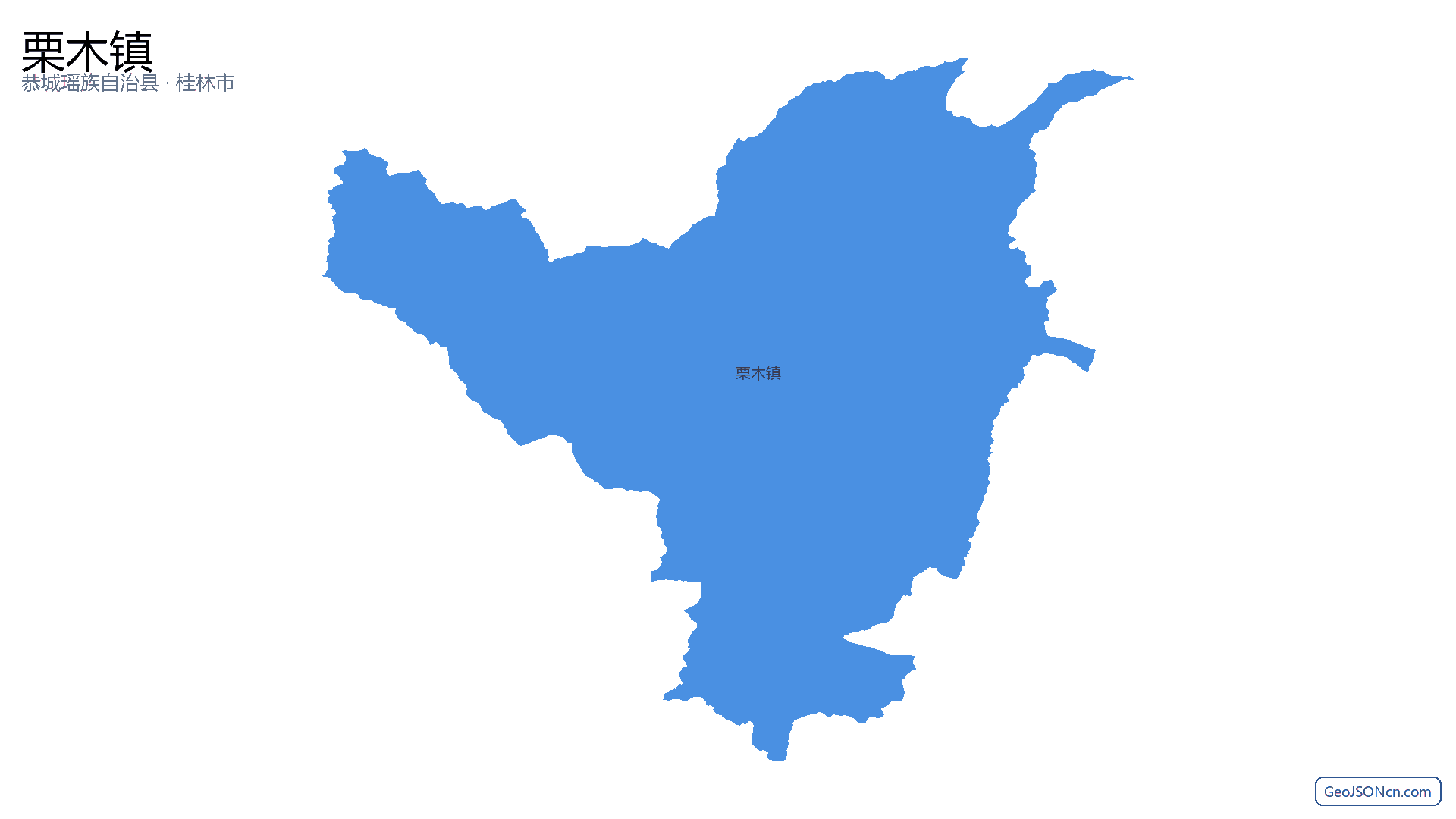 栗木镇行政区划边界地图（恭城瑶族自治县·桂林市）,提供GeoJSON、SHP矢量边界数据下载及高清地图大图(PNG/JPG) - GeoJSONcn.com