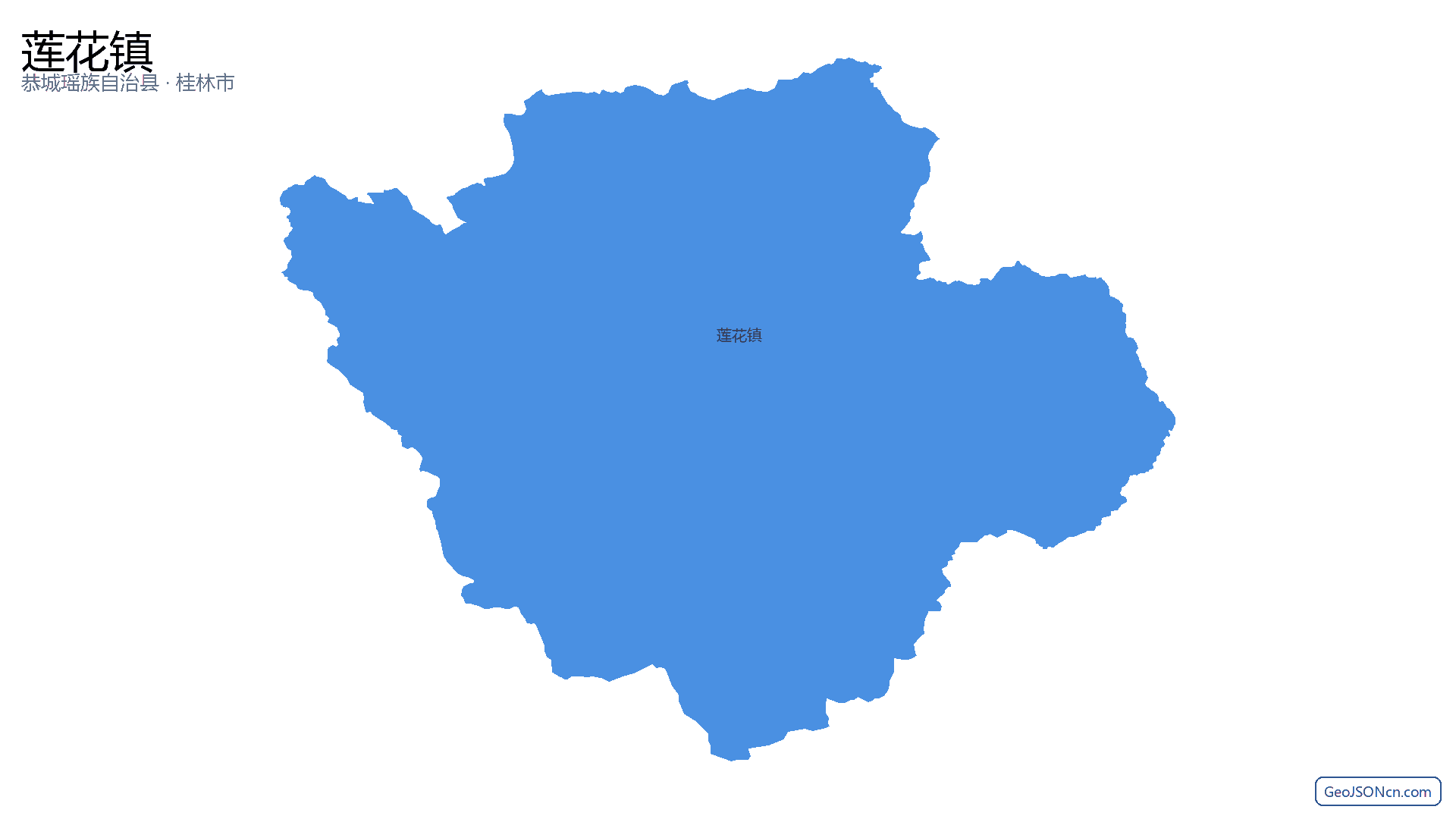 莲花镇行政区划边界地图（恭城瑶族自治县·桂林市）,提供GeoJSON、SHP矢量边界数据下载及高清地图大图(PNG/JPG) - GeoJSONcn.com