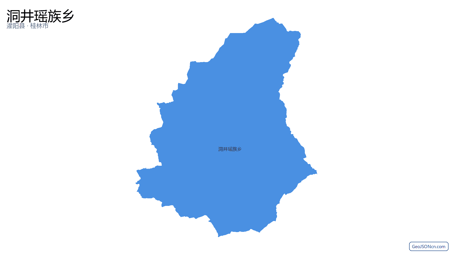 洞井瑶族乡行政区划边界地图（灌阳县·桂林市）,提供GeoJSON、SHP矢量边界数据下载及高清地图大图(PNG/JPG) - GeoJSONcn.com