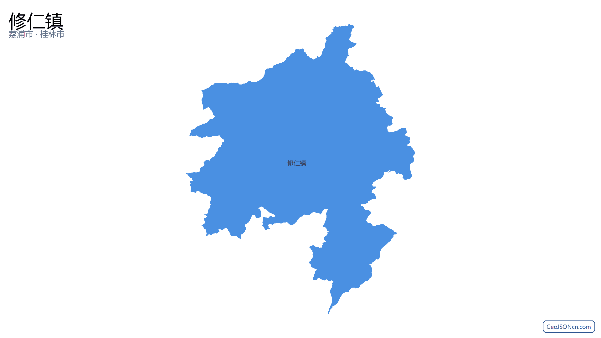 修仁镇行政区划边界地图(荔浦市·桂林市),提供GeoJSON、SHP矢量边界数据下载及高清地图大图(PNG/JPG) - GeoJSONcn.com