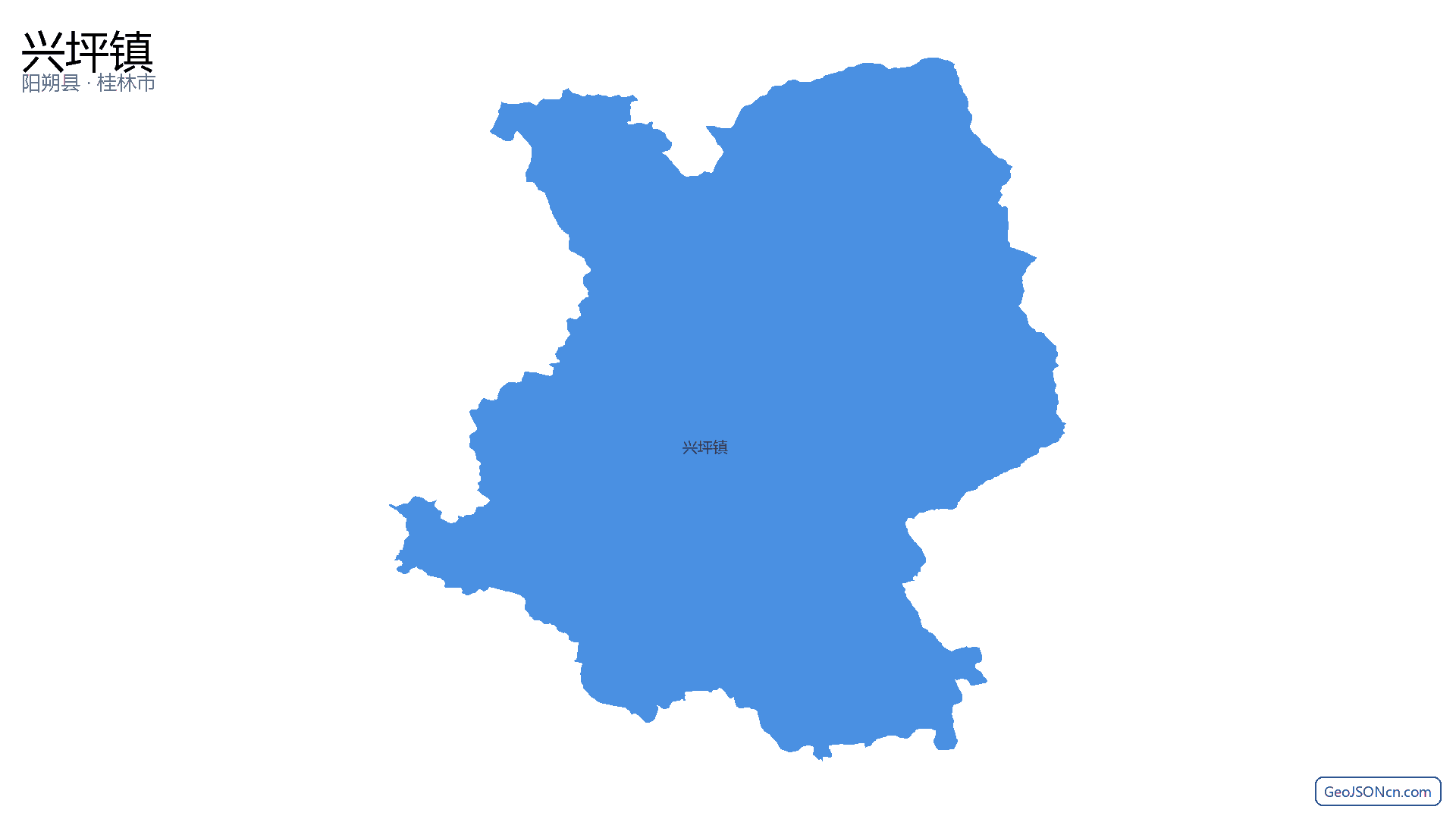 兴坪镇行政区划边界地图(阳朔县·桂林市),提供GeoJSON、SHP矢量边界数据下载及高清地图大图(PNG/JPG) - GeoJSONcn.com