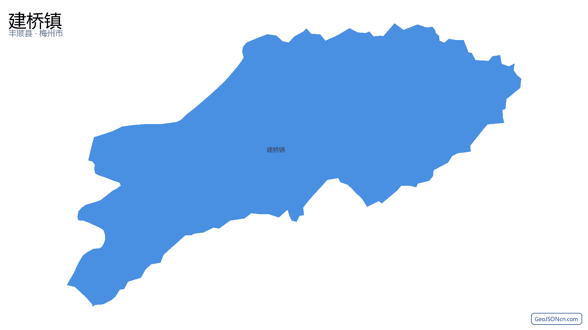 建桥镇行政区划边界地图（丰顺县·梅州市）,提供GeoJSON、SHP矢量边界数据下载及高清地图大图(PNG/JPG) - GeoJSONcn.com