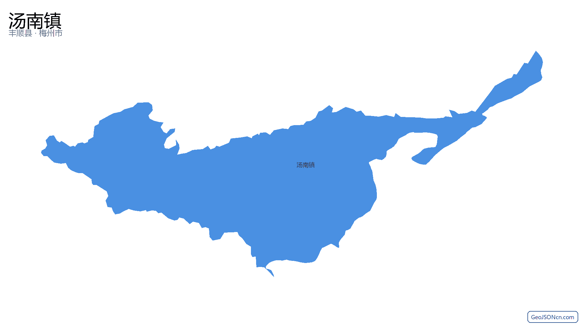 汤南镇行政区划边界地图（丰顺县·梅州市）,提供GeoJSON、SHP矢量边界数据下载及高清地图大图(PNG/JPG) - GeoJSONcn.com