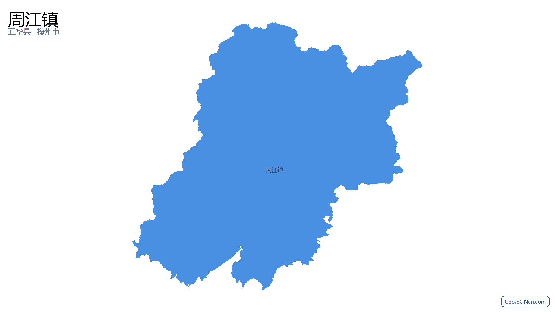周江镇行政区划边界地图（五华县·梅州市）,提供GeoJSON、SHP矢量边界数据下载及高清地图大图(PNG/JPG) - GeoJSONcn.com