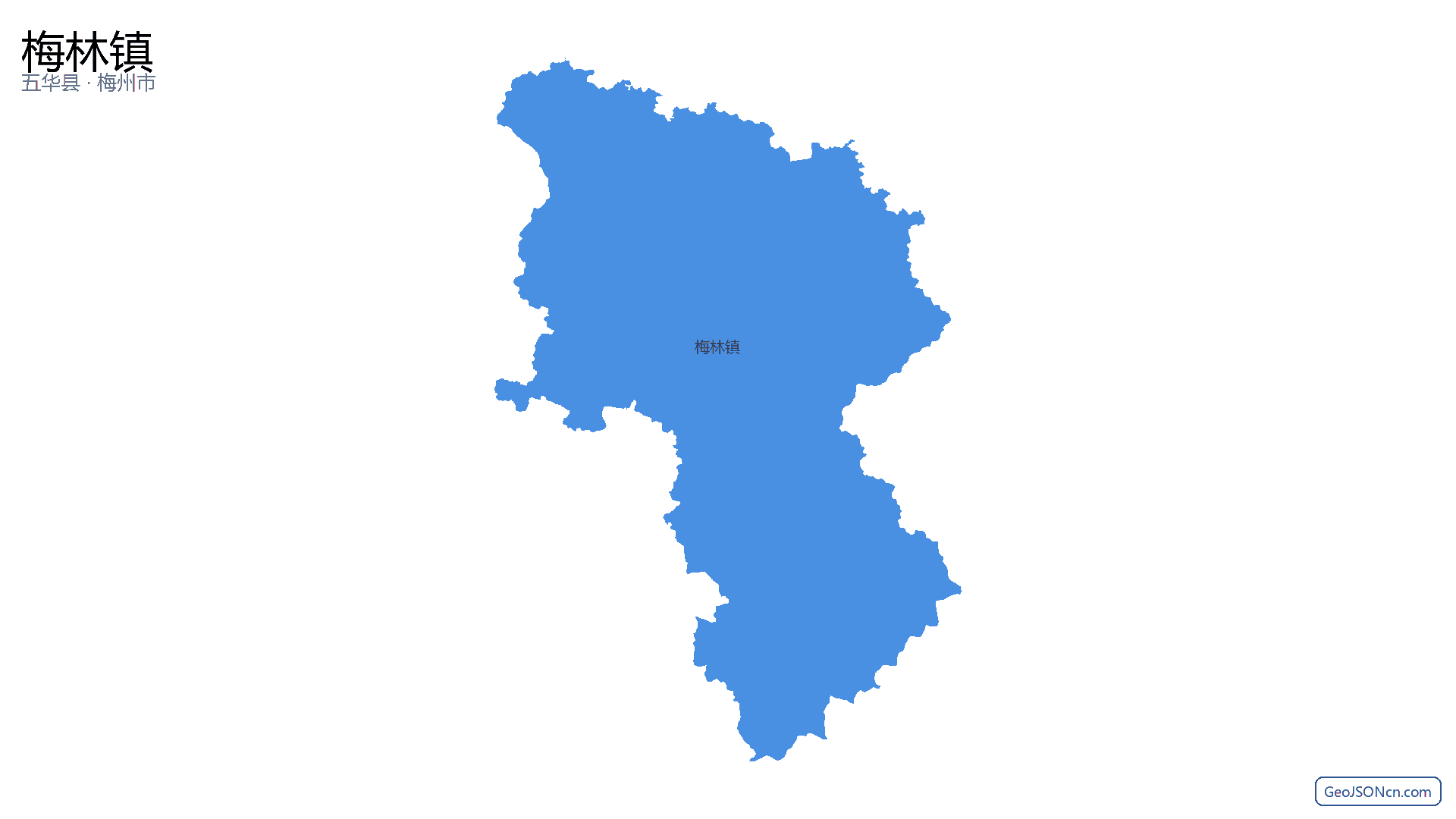 梅林镇行政区划边界地图（五华县·梅州市）,提供GeoJSON、SHP矢量边界数据下载及高清地图大图(PNG/JPG) - GeoJSONcn.com