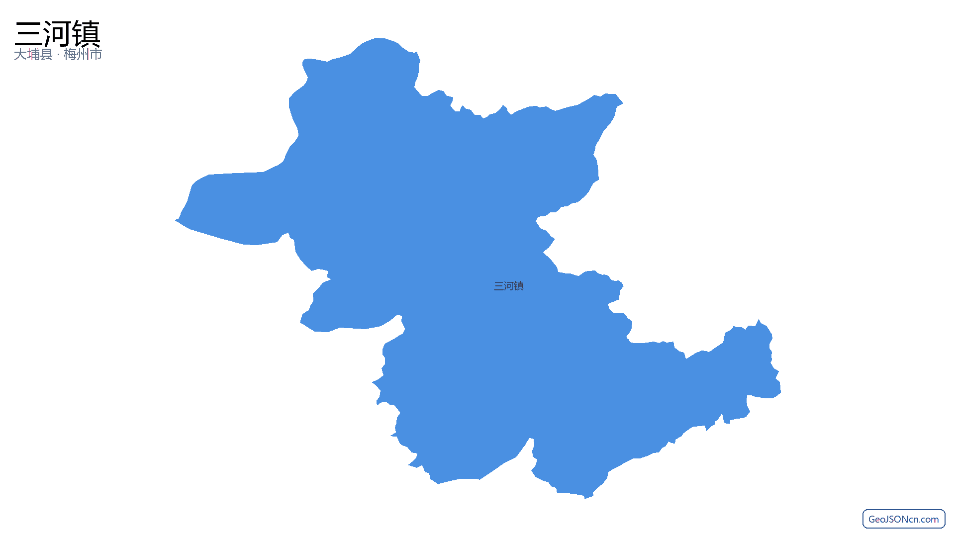 三河镇行政区划边界地图(大埔县·梅州市),提供GeoJSON、SHP矢量边界数据下载及高清地图大图(PNG/JPG) - GeoJSONcn.com