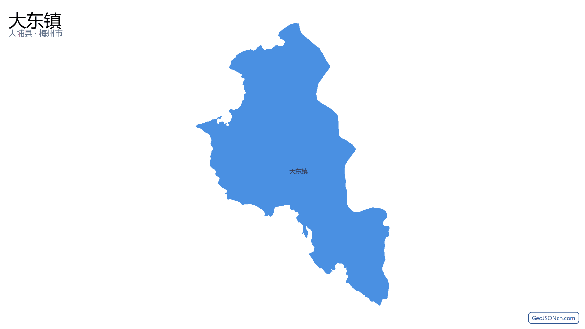 大东镇行政区划边界地图（大埔县·梅州市）,提供GeoJSON、SHP矢量边界数据下载及高清地图大图(PNG/JPG) - GeoJSONcn.com