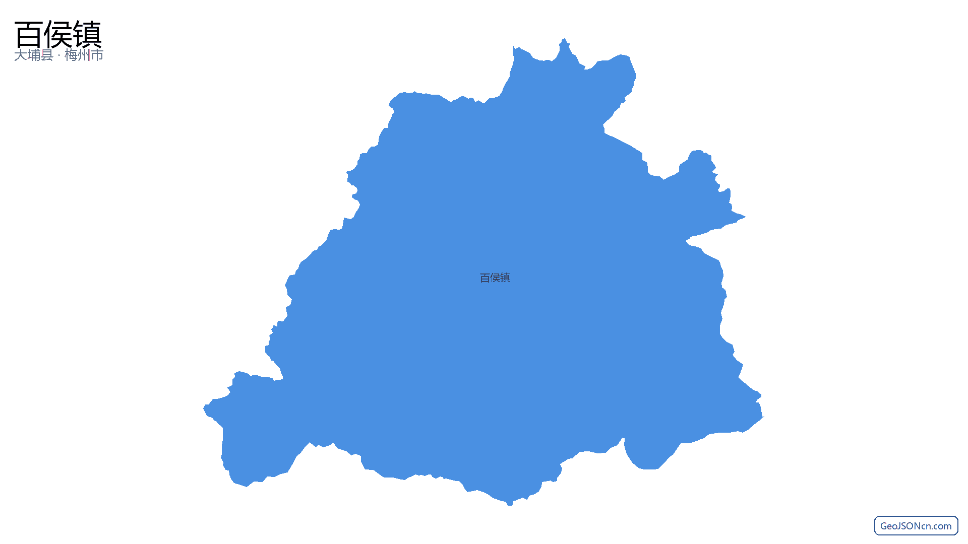百侯镇行政区划边界地图（大埔县·梅州市）,提供GeoJSON、SHP矢量边界数据下载及高清地图大图(PNG/JPG) - GeoJSONcn.com