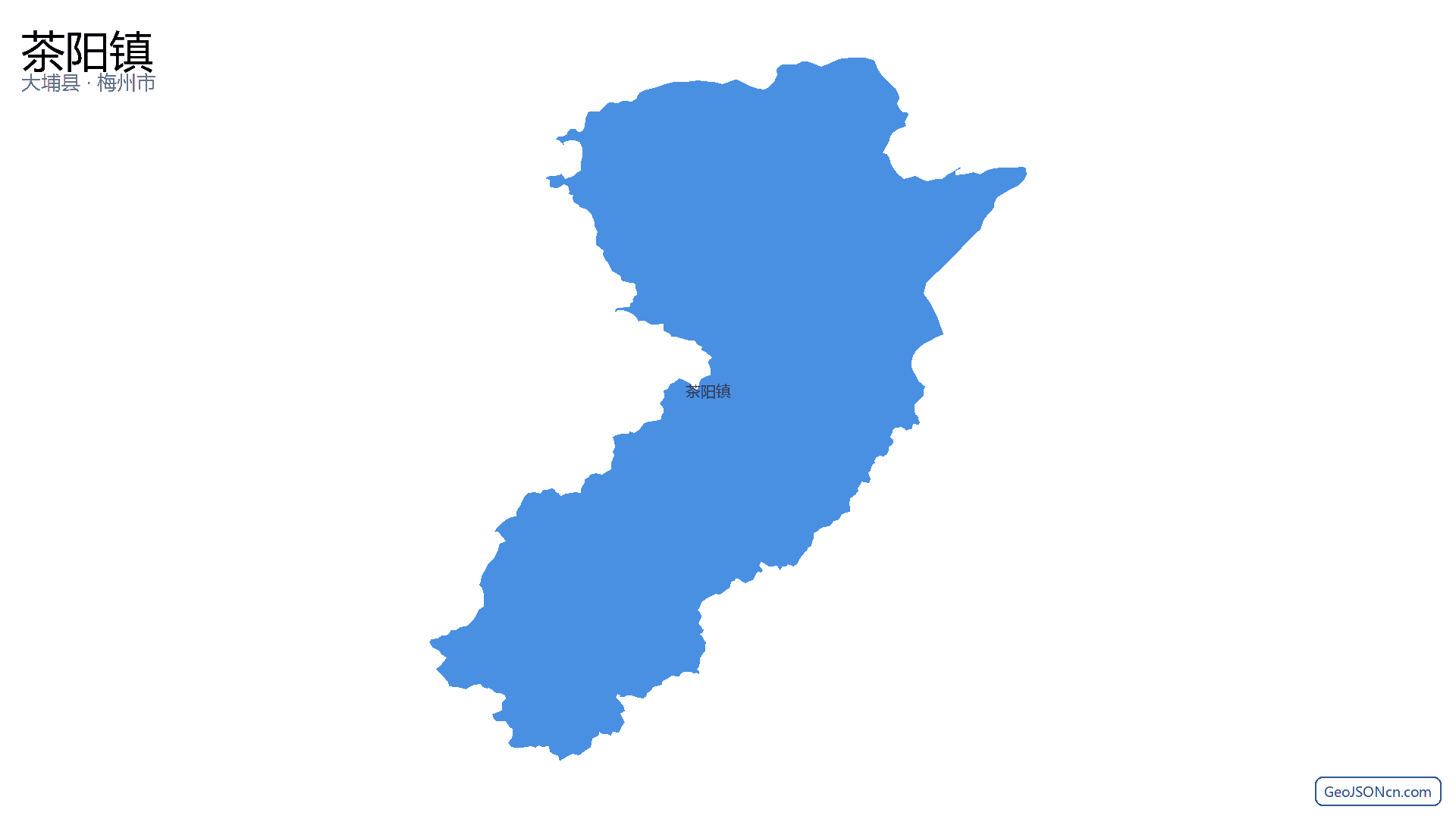 茶阳镇行政区划边界地图(大埔县·梅州市),提供GeoJSON、SHP矢量边界数据下载及高清地图大图(PNG/JPG) - GeoJSONcn.com