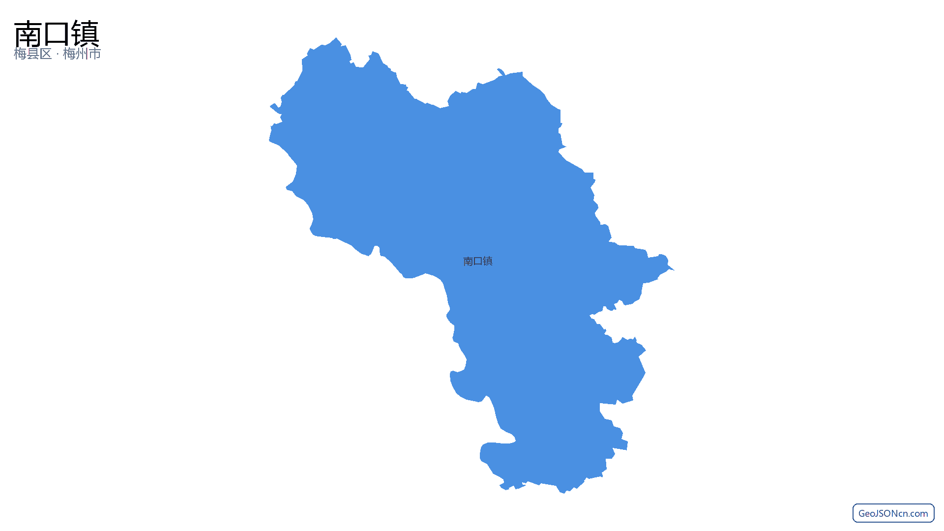 南口镇行政区划边界地图（梅县区·梅州市）,提供GeoJSON、SHP矢量边界数据下载及高清地图大图(PNG/JPG) - GeoJSONcn.com