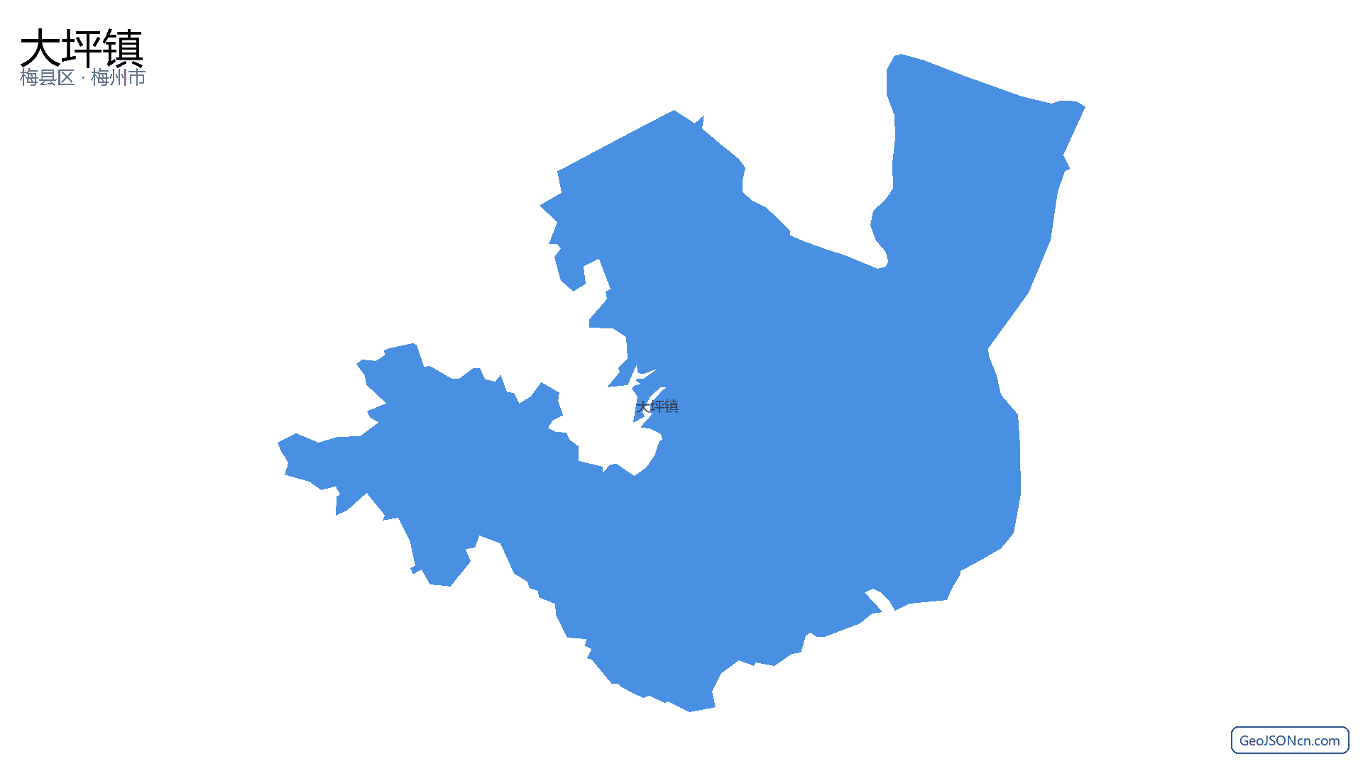 大坪镇行政区划边界地图（梅县区·梅州市）,提供GeoJSON、SHP矢量边界数据下载及高清地图大图(PNG/JPG) - GeoJSONcn.com