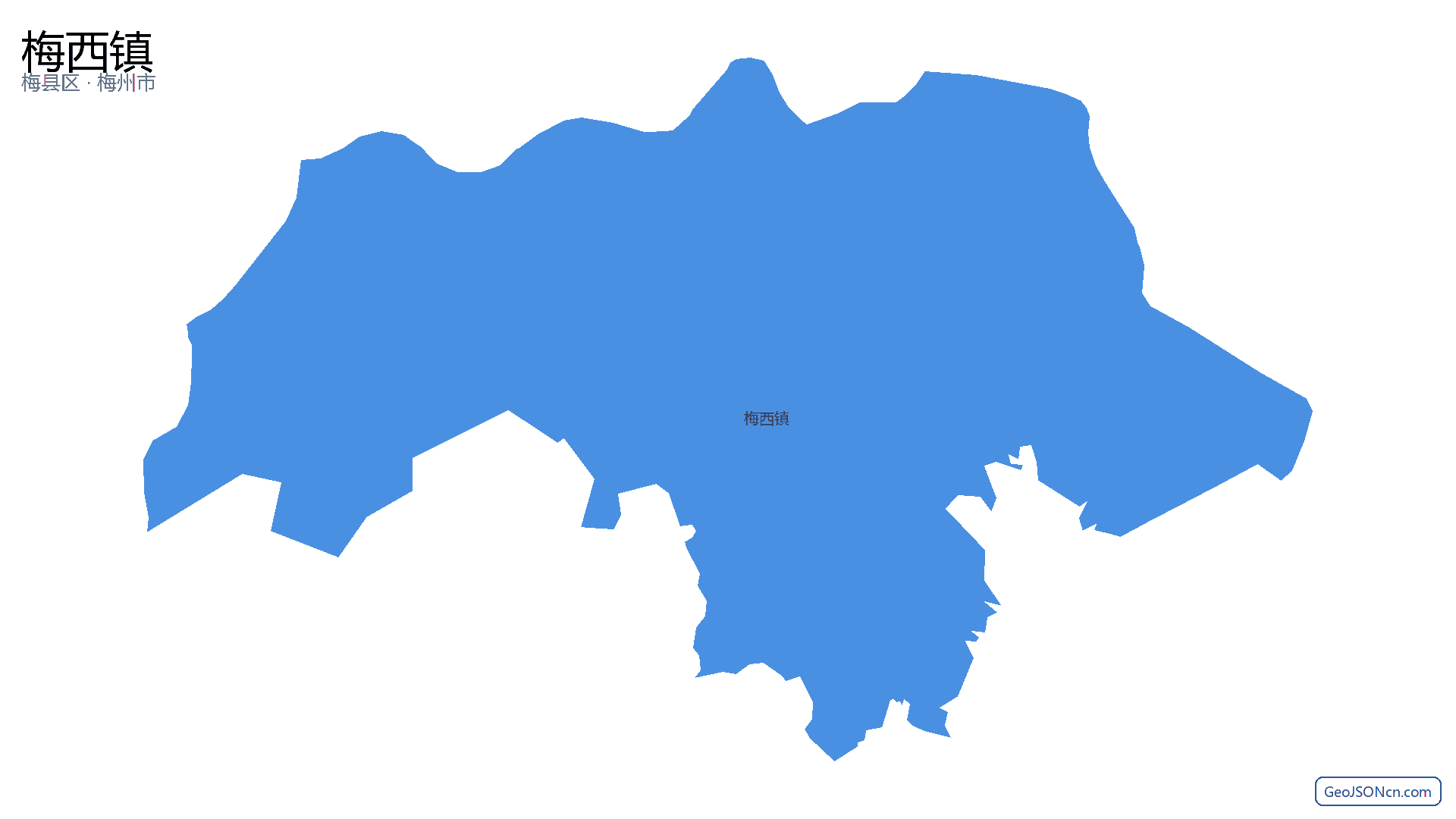 梅西镇行政区划边界地图(梅县区·梅州市),提供GeoJSON、SHP矢量边界数据下载及高清地图大图(PNG/JPG) - GeoJSONcn.com