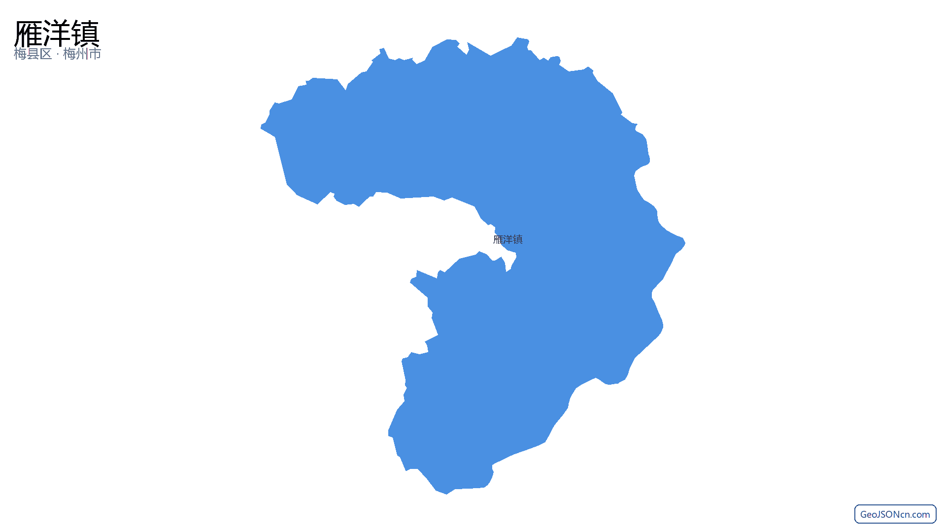 雁洋镇行政区划边界地图(梅县区·梅州市),提供GeoJSON、SHP矢量边界数据下载及高清地图大图(PNG/JPG) - GeoJSONcn.com