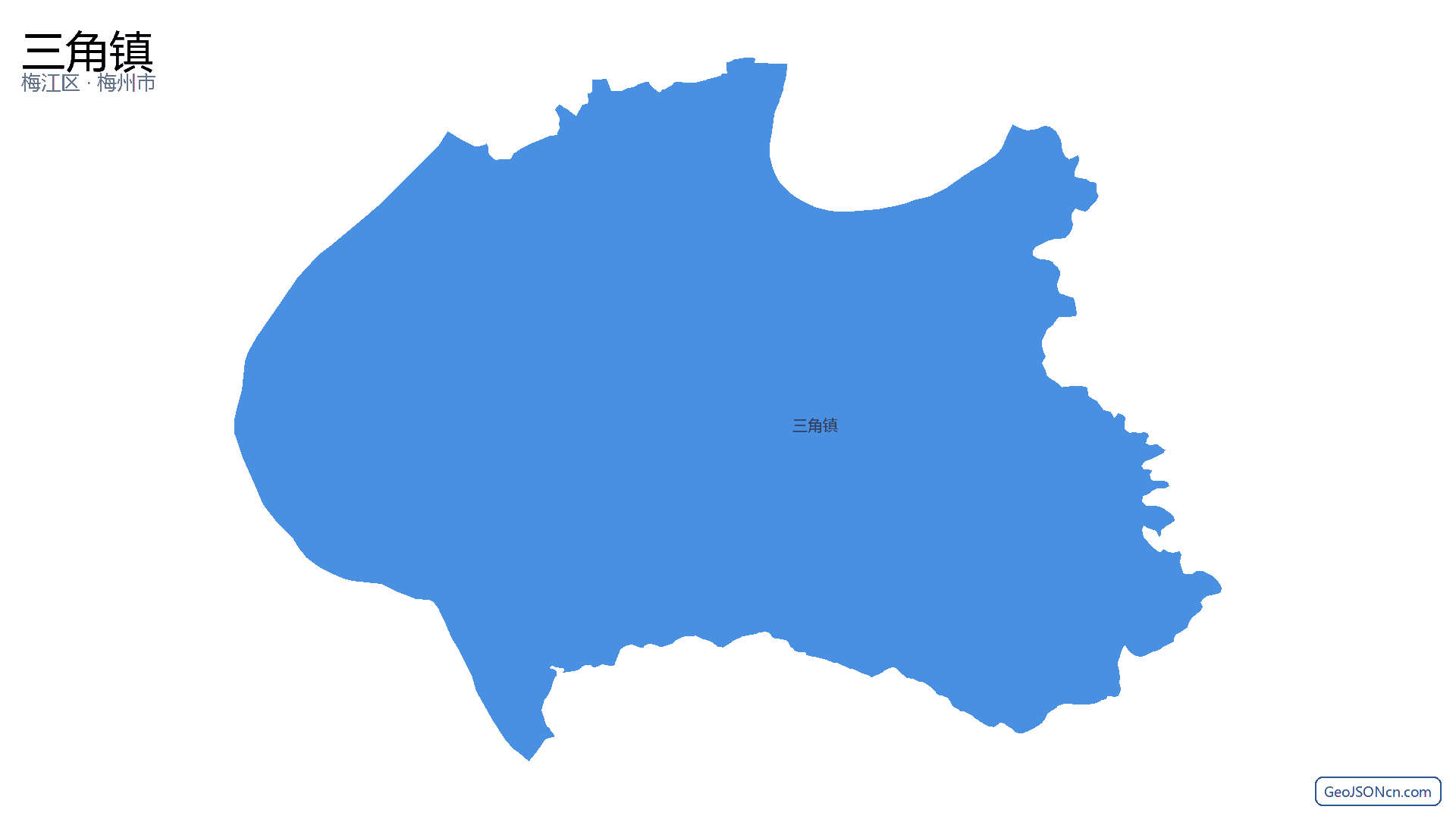 三角镇行政区划边界地图(梅江区·梅州市),提供GeoJSON、SHP矢量边界数据下载及高清地图大图(PNG/JPG) - GeoJSONcn.com
