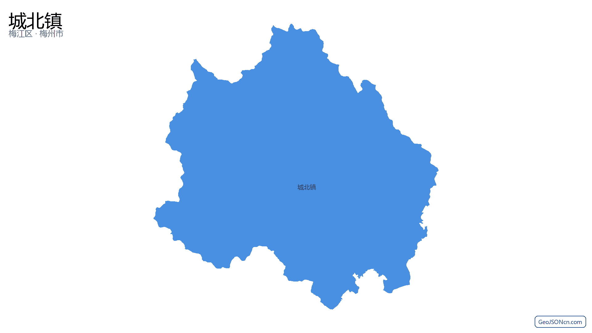 城北镇行政区划边界地图(梅江区·梅州市),提供GeoJSON、SHP矢量边界数据下载及高清地图大图(PNG/JPG) - GeoJSONcn.com