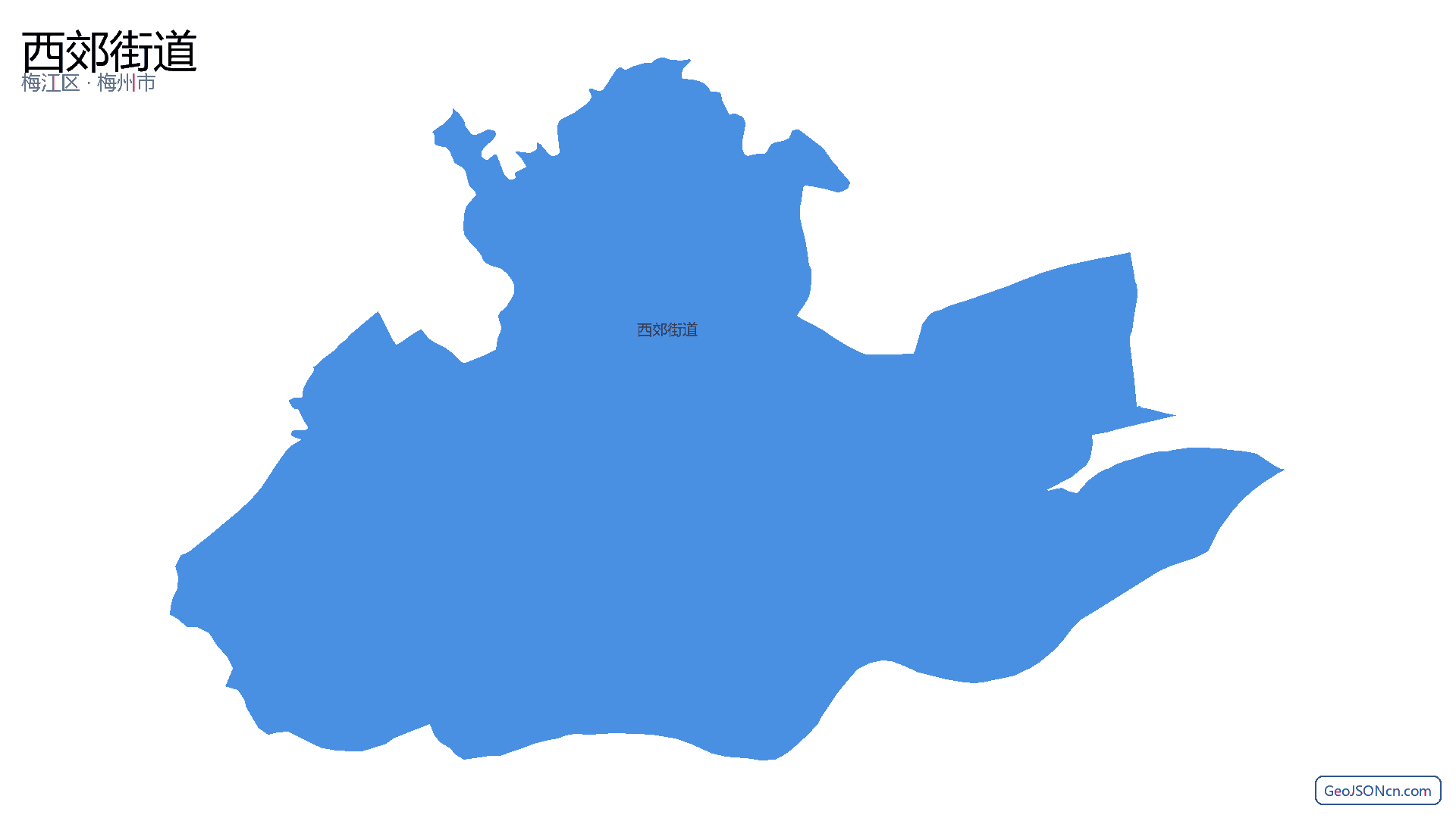 西郊街道行政区划边界地图（梅江区·梅州市）,提供GeoJSON、SHP矢量边界数据下载及高清地图大图(PNG/JPG) - GeoJSONcn.com