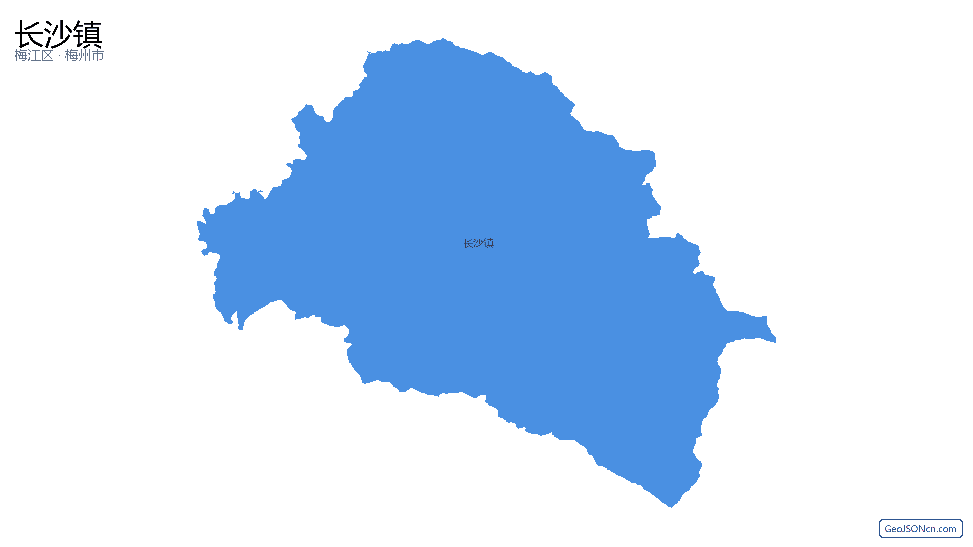 长沙镇行政区划边界地图(梅江区·梅州市),提供GeoJSON、SHP矢量边界数据下载及高清地图大图(PNG/JPG) - GeoJSONcn.com