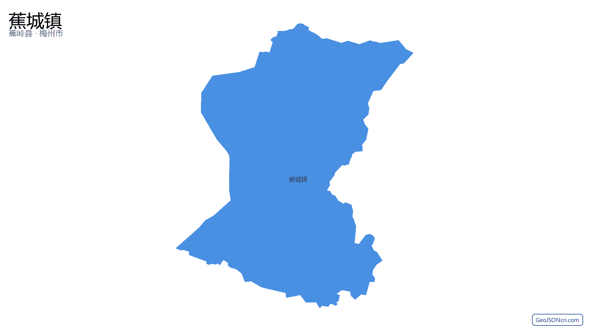 蕉城镇行政区划边界地图(蕉岭县·梅州市),提供GeoJSON、SHP矢量边界数据下载及高清地图大图(PNG/JPG) - GeoJSONcn.com