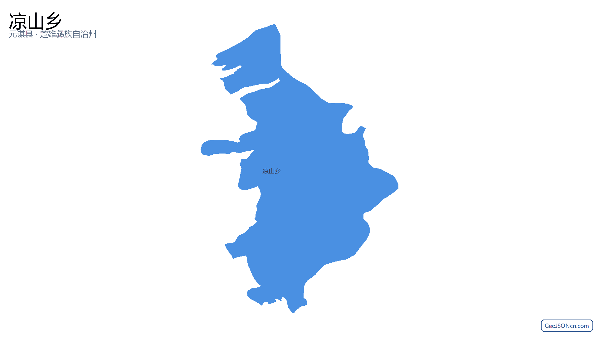 凉山乡行政区划边界地图（元谋县·楚雄彝族自治州）,提供GeoJSON、SHP矢量边界数据下载及高清地图大图(PNG/JPG) - GeoJSONcn.com