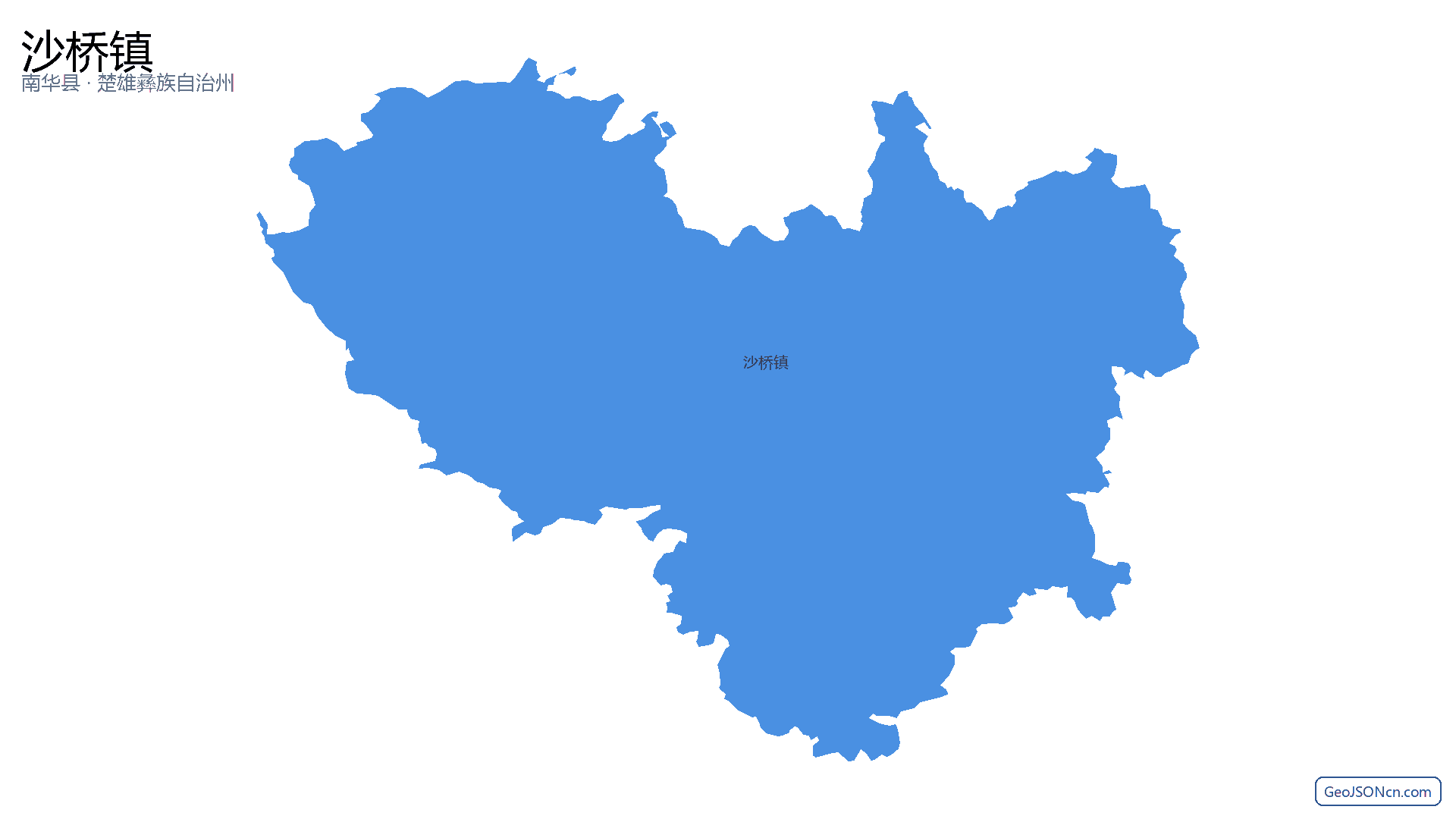 沙桥镇行政区划边界地图（南华县·楚雄彝族自治州）,提供GeoJSON、SHP矢量边界数据下载及高清地图大图(PNG/JPG) - GeoJSONcn.com