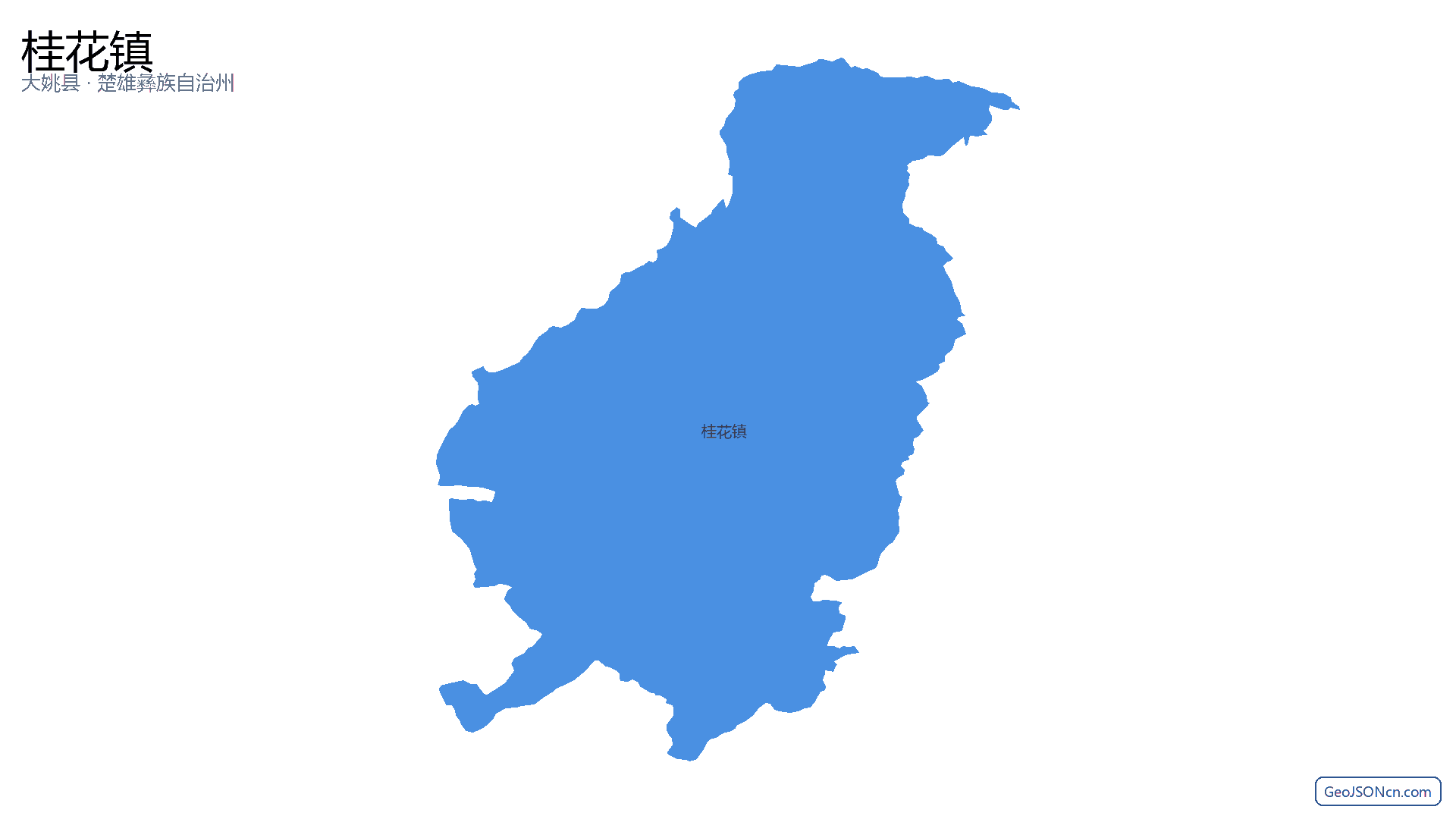 桂花镇行政区划边界地图（大姚县·楚雄彝族自治州）,提供GeoJSON、SHP矢量边界数据下载及高清地图大图(PNG/JPG) - GeoJSONcn.com