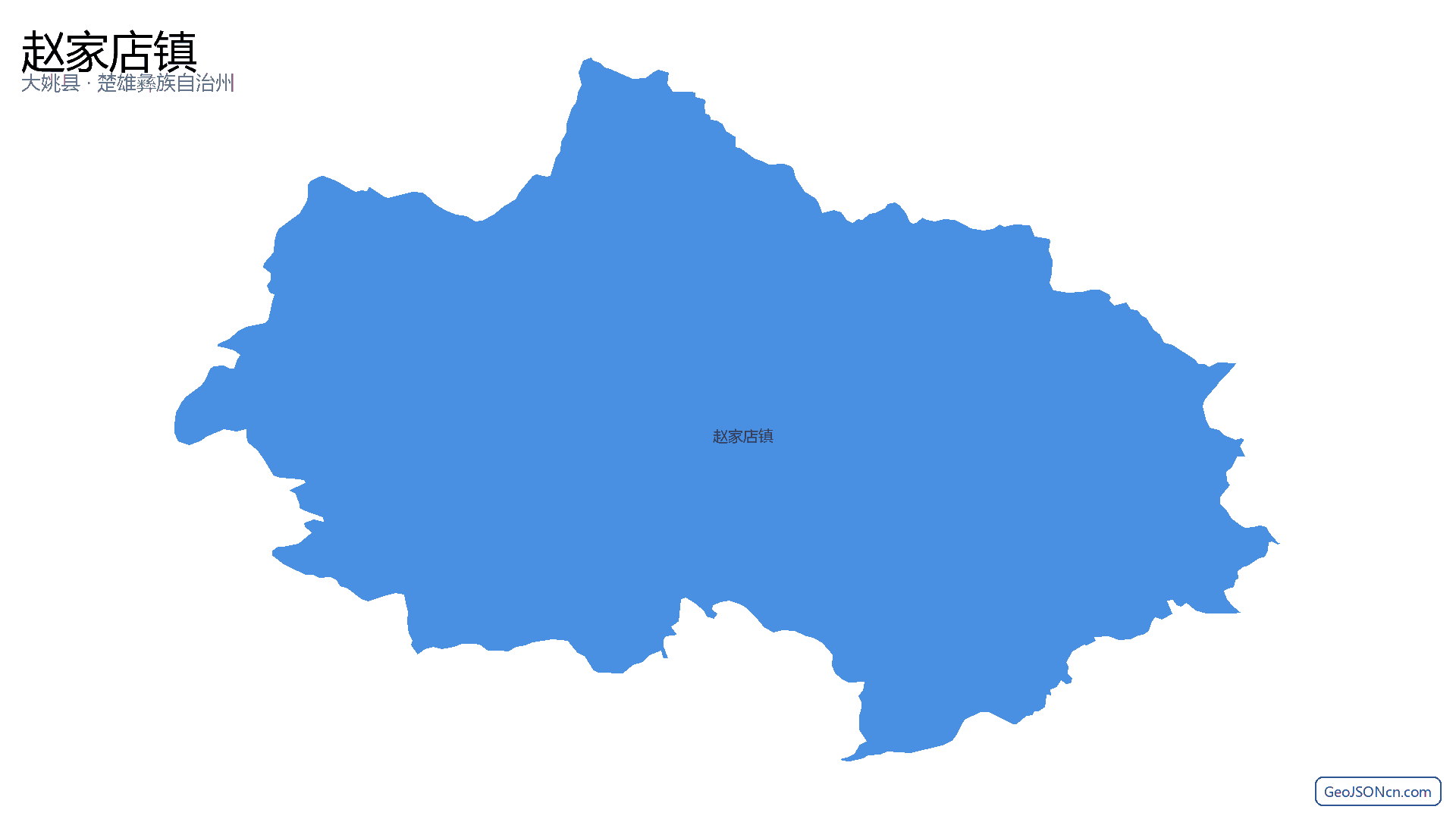 赵家店镇行政区划边界地图（大姚县·楚雄彝族自治州）,提供GeoJSON、SHP矢量边界数据下载及高清地图大图(PNG/JPG) - GeoJSONcn.com