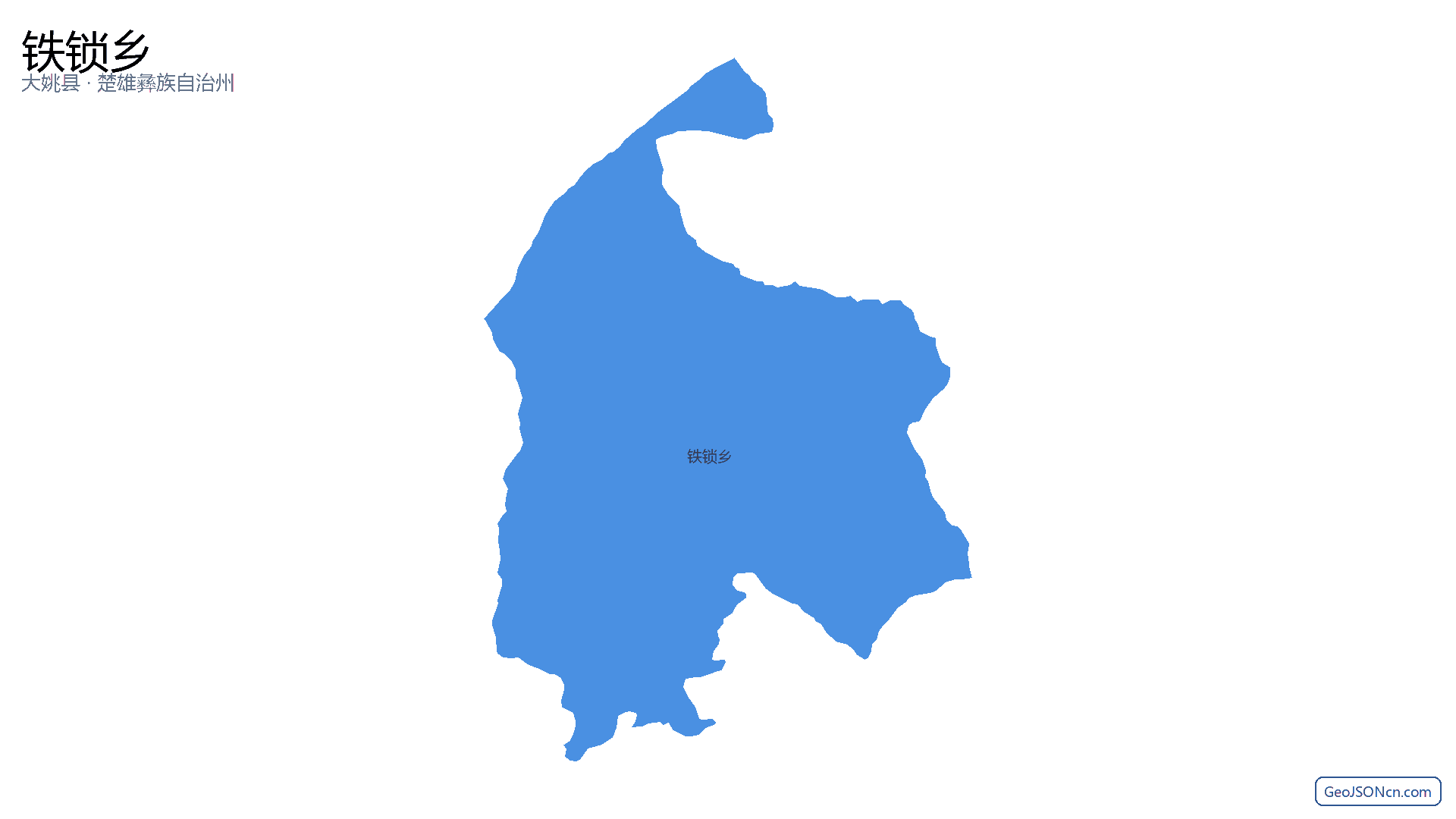 铁锁乡行政区划边界地图（大姚县·楚雄彝族自治州）,提供GeoJSON、SHP矢量边界数据下载及高清地图大图(PNG/JPG) - GeoJSONcn.com
