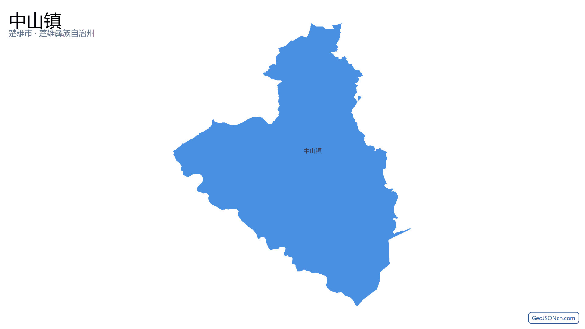 中山镇行政区划边界地图（楚雄市·楚雄彝族自治州）,提供GeoJSON、SHP矢量边界数据下载及高清地图大图(PNG/JPG) - GeoJSONcn.com