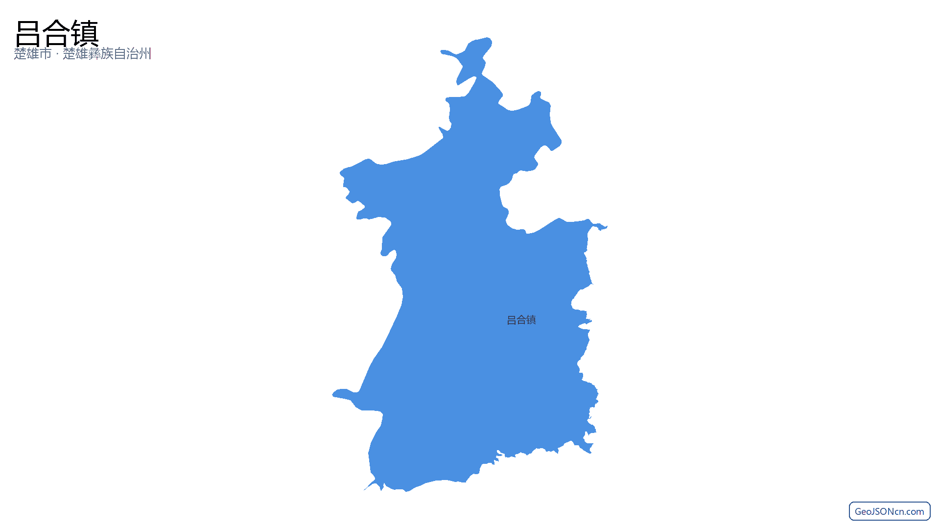 吕合镇行政区划边界地图（楚雄市·楚雄彝族自治州）,提供GeoJSON、SHP矢量边界数据下载及高清地图大图(PNG/JPG) - GeoJSONcn.com