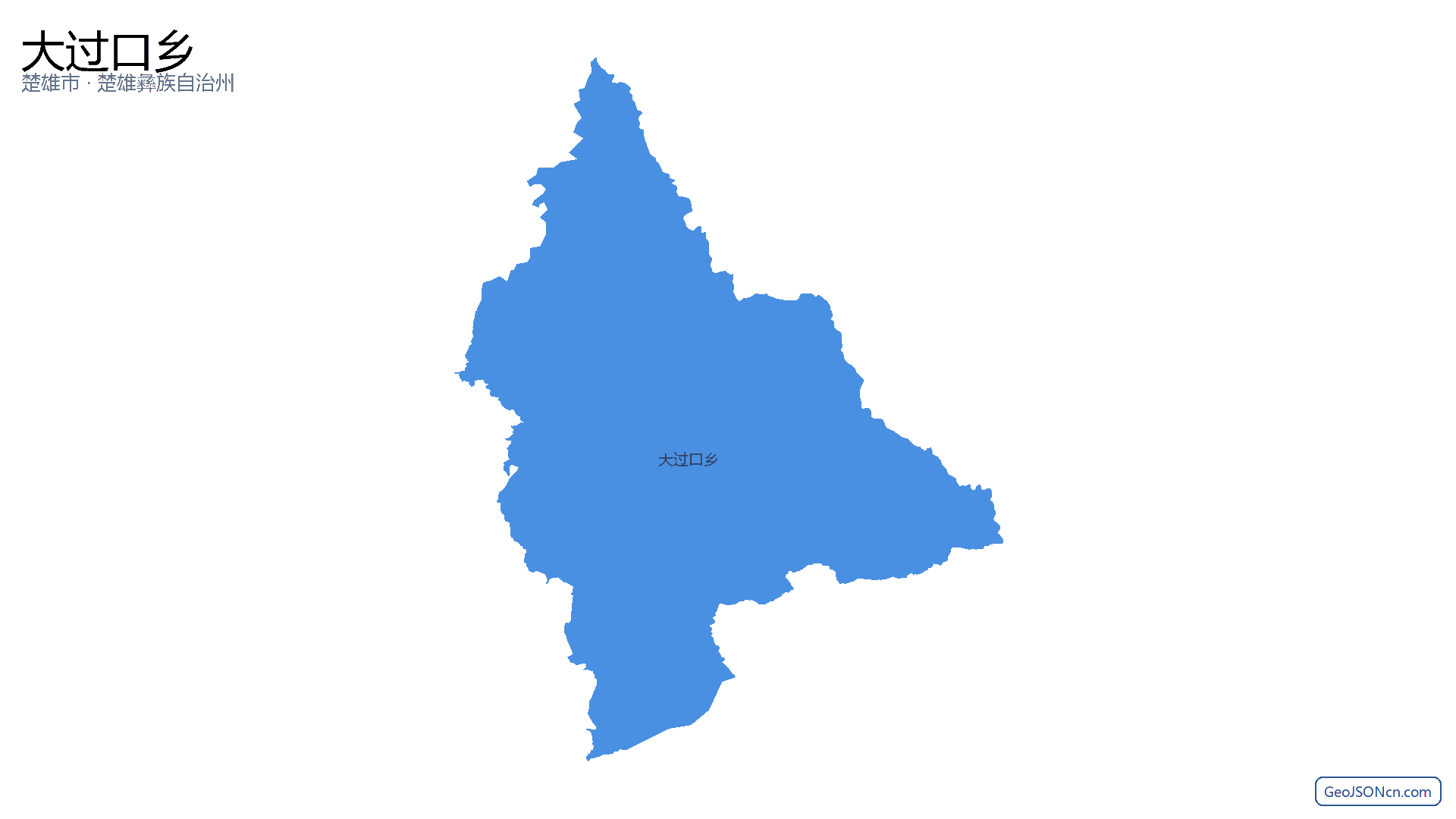 大过口乡行政区划边界地图（楚雄市·楚雄彝族自治州）,提供GeoJSON、SHP矢量边界数据下载及高清地图大图(PNG/JPG) - GeoJSONcn.com