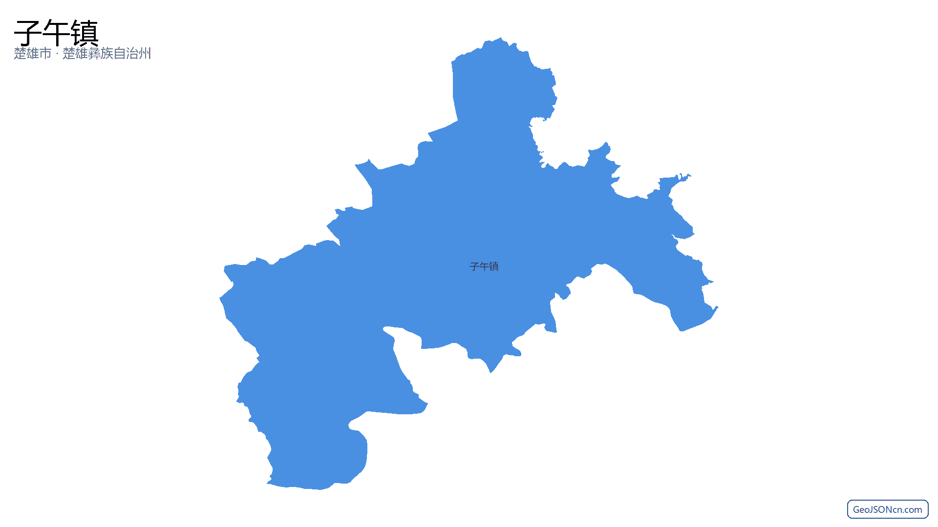 子午镇行政区划边界地图(楚雄市·楚雄彝族自治州),提供GeoJSON、SHP矢量边界数据下载及高清地图大图(PNG/JPG) - GeoJSONcn.com