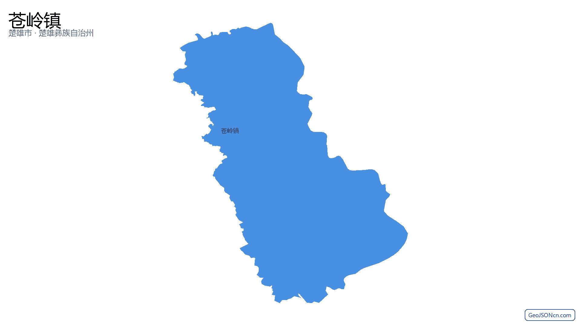 苍岭镇行政区划边界地图（楚雄市·楚雄彝族自治州）,提供GeoJSON、SHP矢量边界数据下载及高清地图大图(PNG/JPG) - GeoJSONcn.com