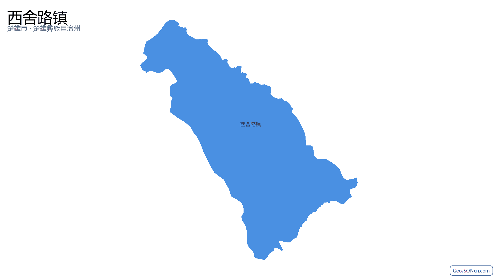 西舍路镇行政区划边界地图（楚雄市·楚雄彝族自治州）,提供GeoJSON、SHP矢量边界数据下载及高清地图大图(PNG/JPG) - GeoJSONcn.com