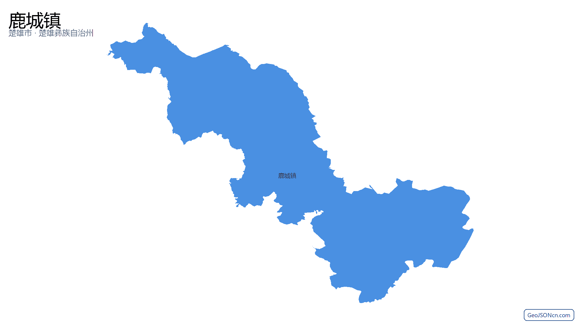 鹿城镇行政区划边界地图（楚雄市·楚雄彝族自治州）,提供GeoJSON、SHP矢量边界数据下载及高清地图大图(PNG/JPG) - GeoJSONcn.com
